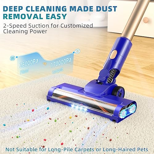 Miniatura 2 de Aspiradora inalámbrica, aspiradora de varilla flexible de 180 con pantalla táctil, aspiradora 8 en 1 con batería recargable ligera, tiempo de