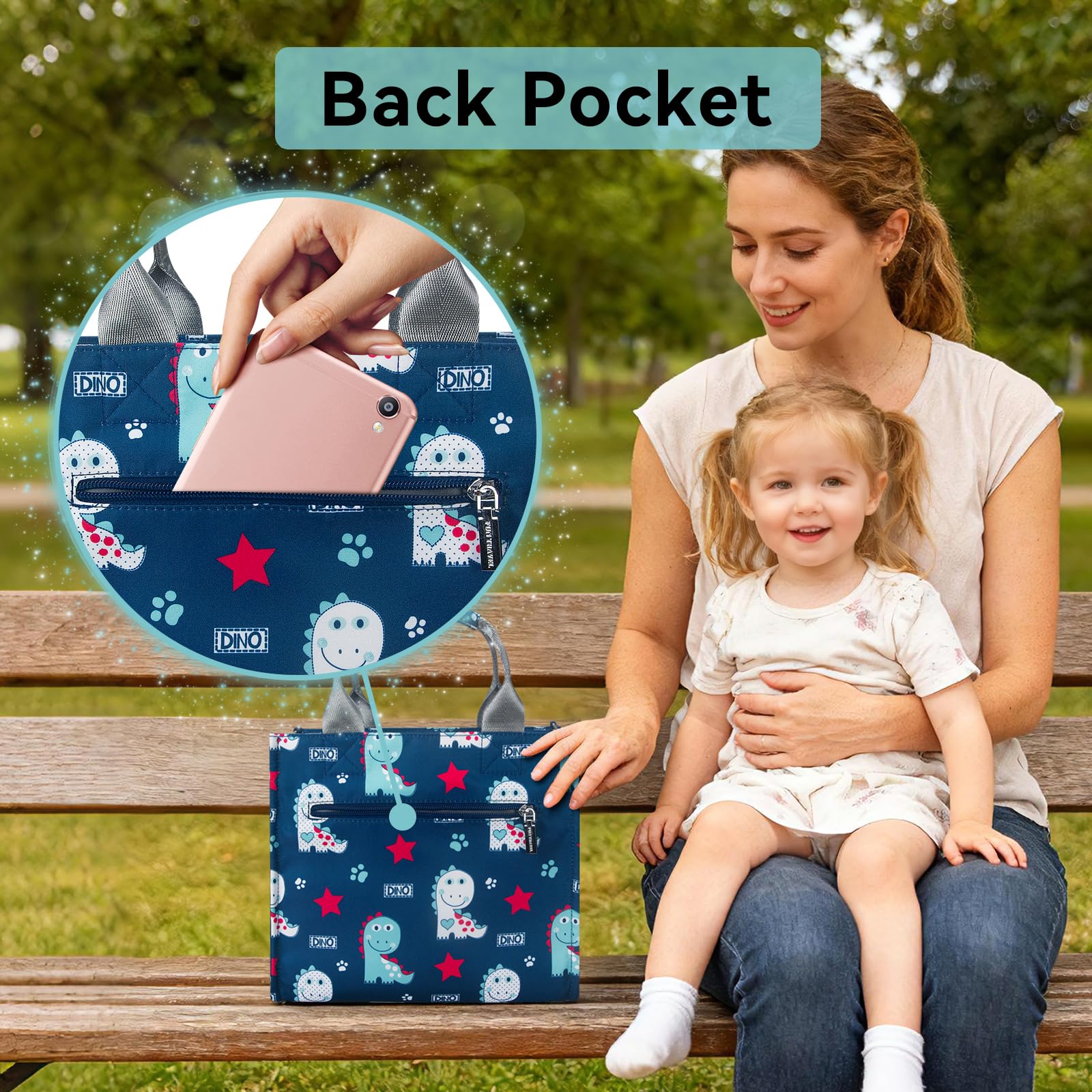Kleine Wickeltasche, wasserdicht, Reisetasche, Mini-Wickeltasche, multifunktional, kleine Wickeltaschen, Umhängetasche (niedlicher Dinosaurier)
