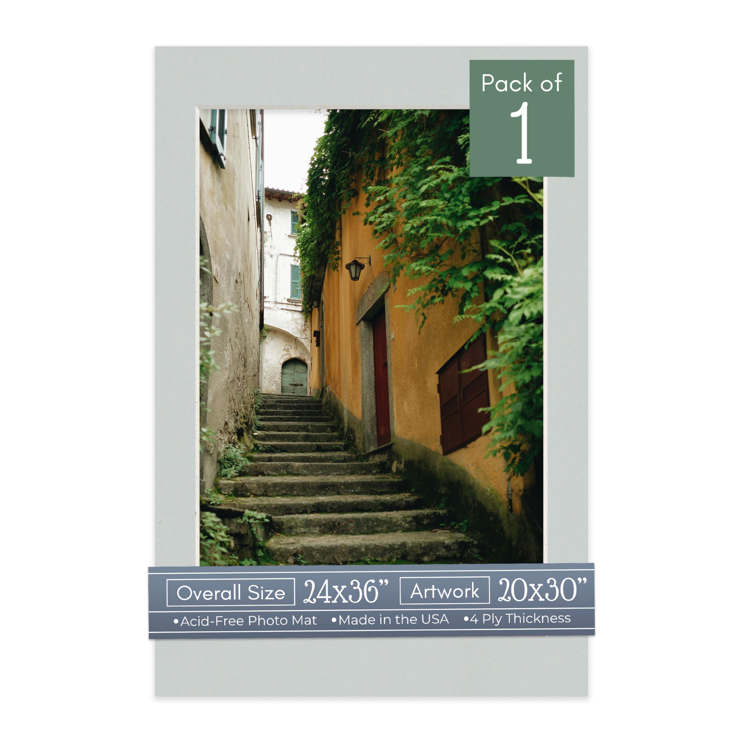CountryArtHouse Grey Acid Free 24x36 Picture Frame Mats with White Core Bevel Cut for 20x30 Pictures - Fits 24x36 Frame - One Mat-image-20