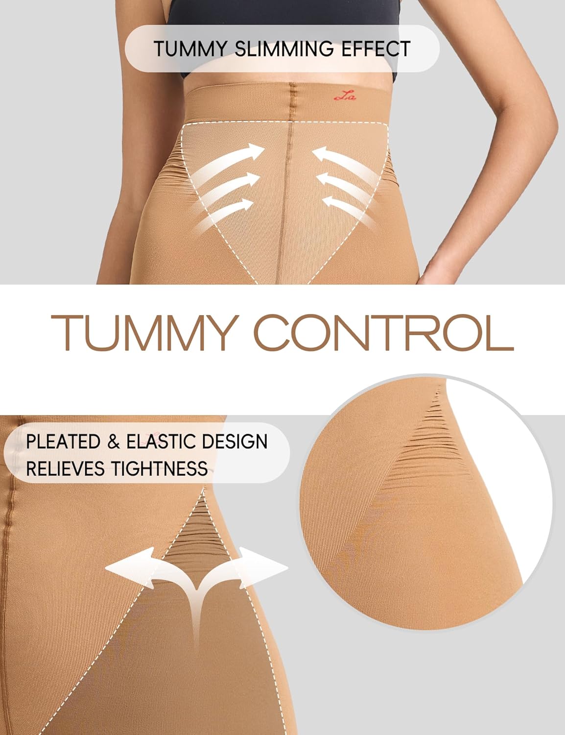 LABELLA 90D Opaque Tights,Durable Tights with High Waist Shaping Tech for Women Tummy Control & Booty Lifting,S-Queen2 - Image 2