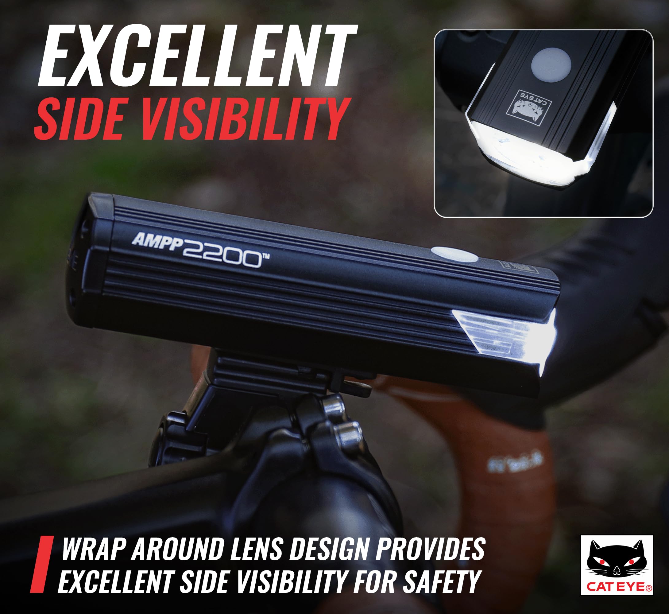 CATEYE - Farol de bicicleta recarregável AMPP USB-C (AMPP2200