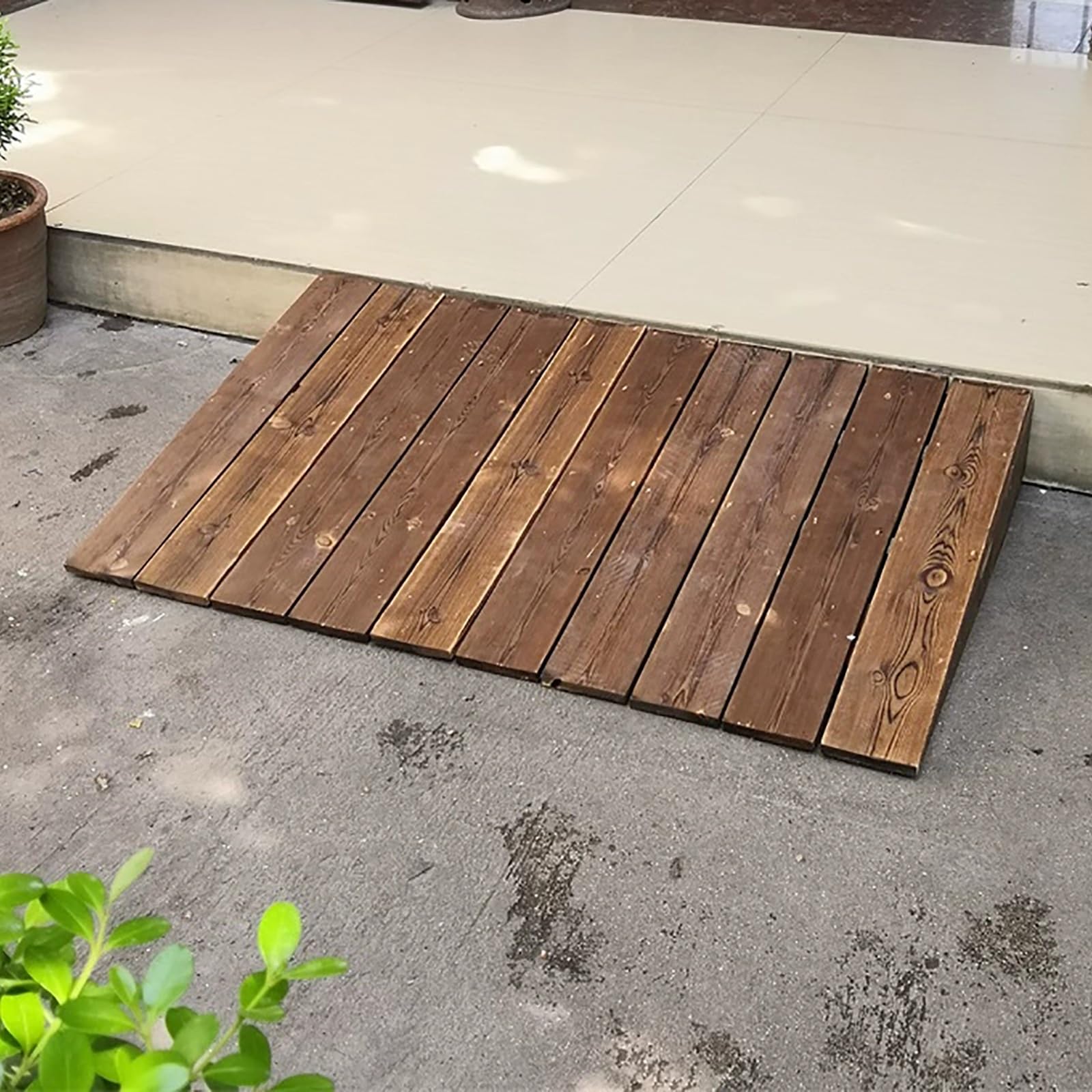Rampa de silla de ruedas de madera sólida para umbral de puerta de 60cm de ancho de carga duradera pendiente para scooter Walker Curb Acceso antideslizante Ayuda de movilidad resistente Paso seguro li