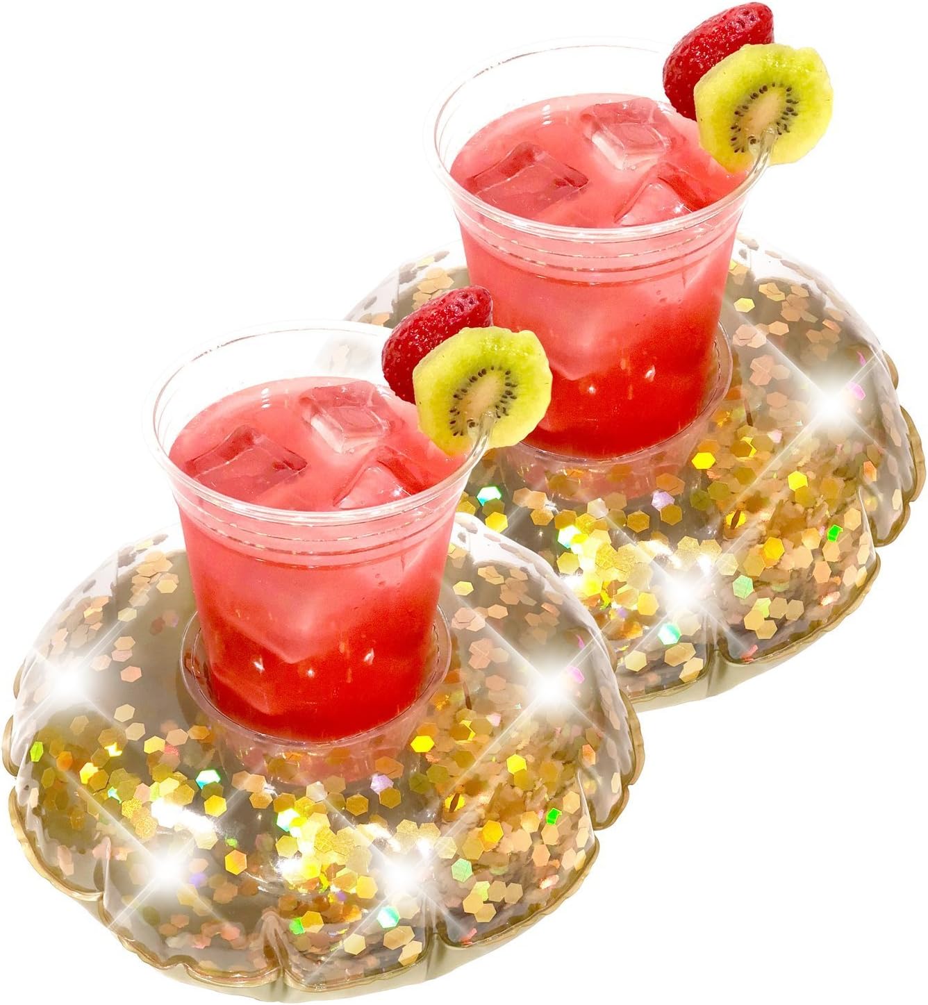 PoolCandy Glitter Drink Pool Float, Set of 2, Multiple Color Styles