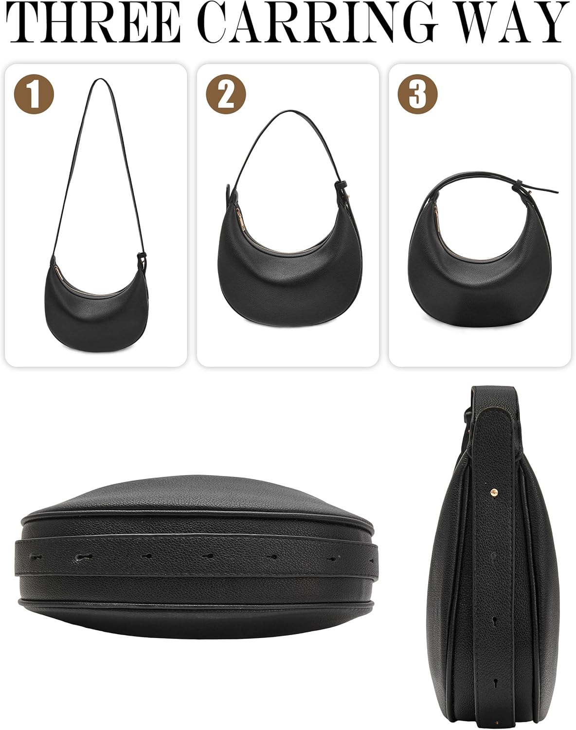 Crescent Shoulder Bag for Women, Half Moon RFID Vegan Leather Hobo Handbags Top-Handle Going Out Underarm Bag Clutch Purse - Image 6