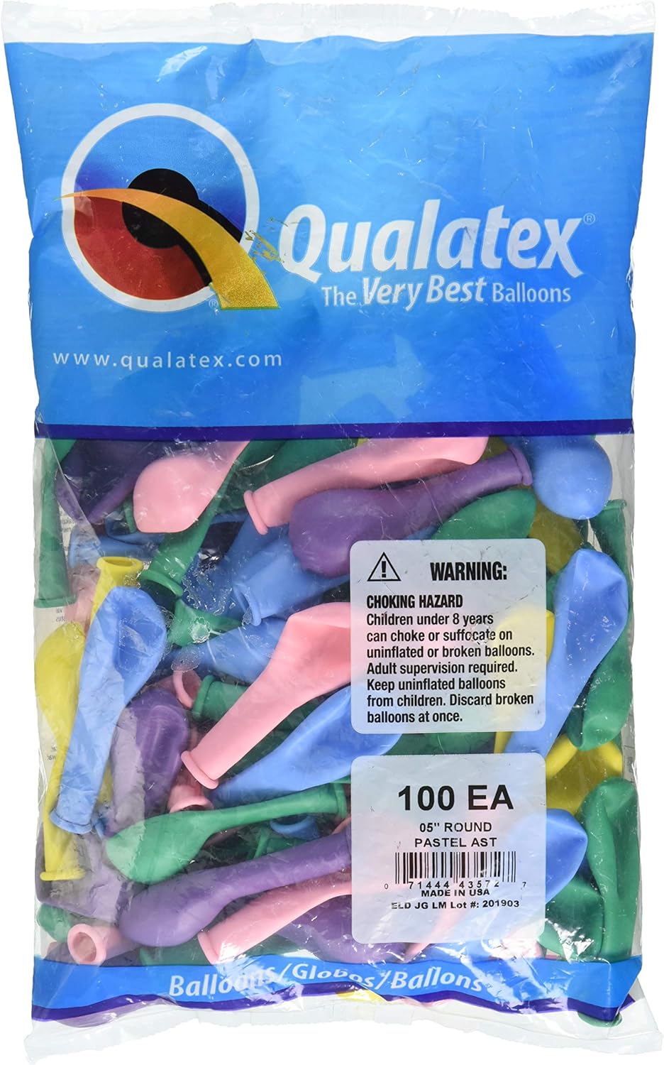 Qualatex 43572 Pastel Assortment Latex Balloons, 5", Pastel, Pack of 100