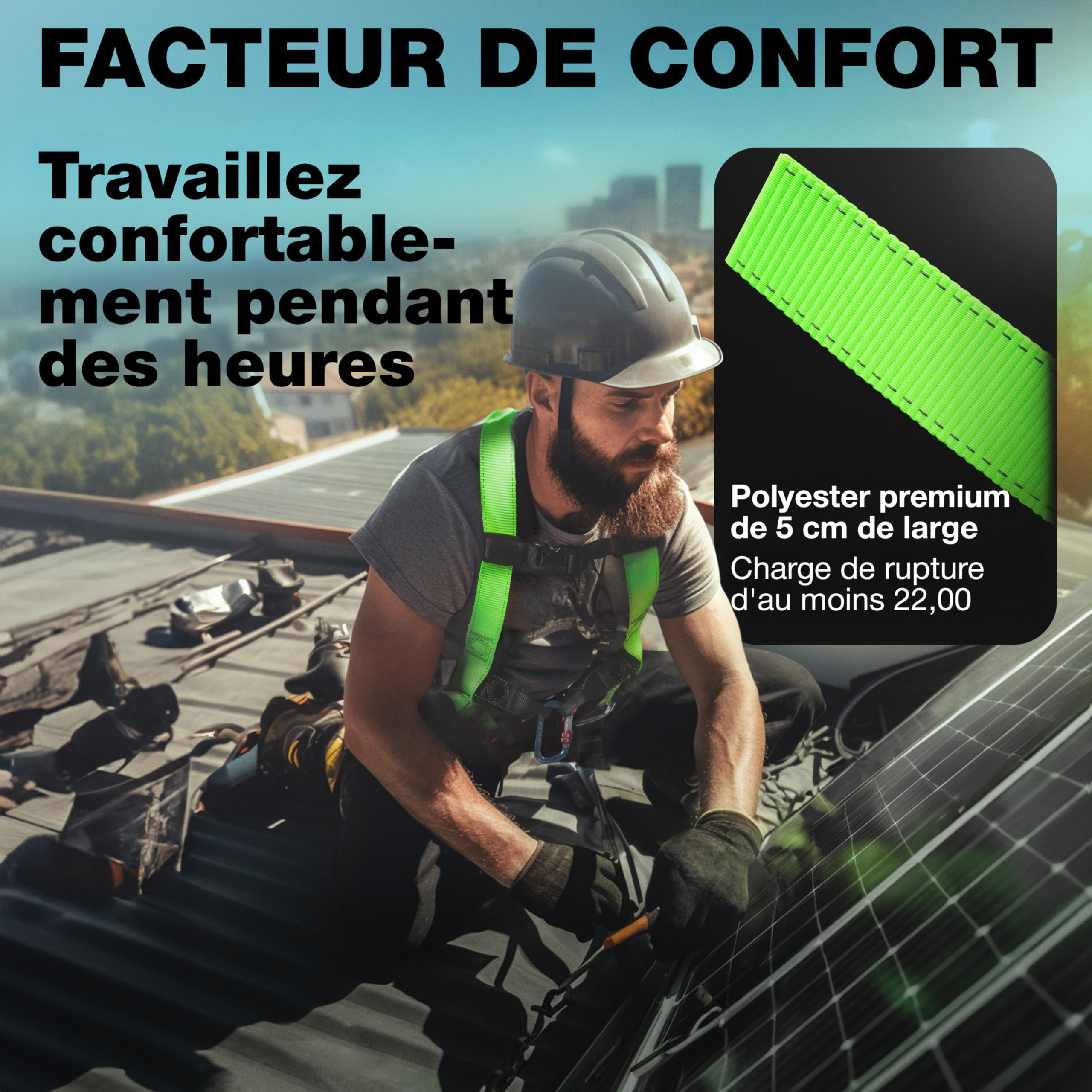 FLG Safetytec Kit complet de protection contre les chutes - Harnais de sécurité 2 points avec connecteur de 10m et sangle de 2m pour une sécurité maximale lors des travaux en hauteur selon EN353/361