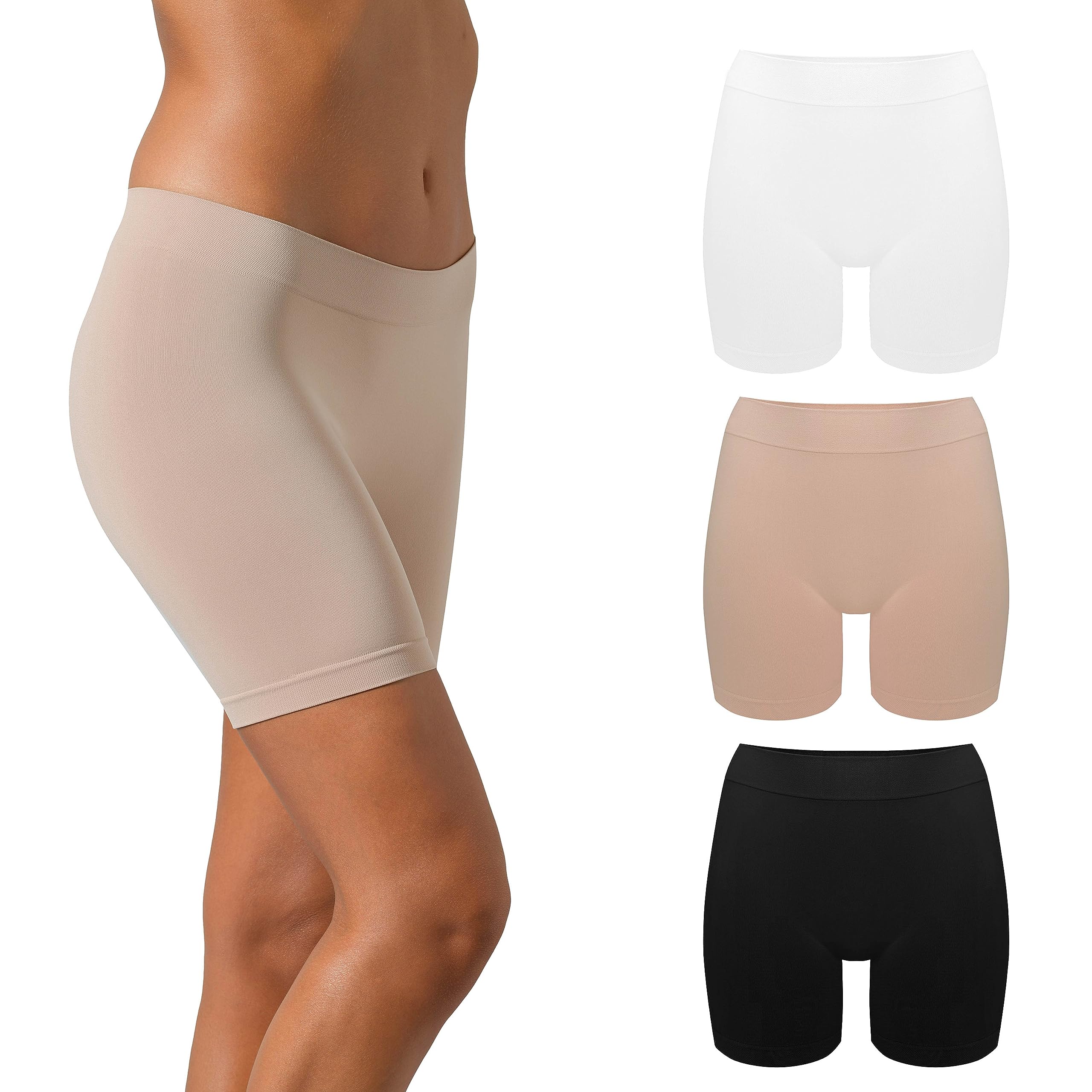 Risalti Pantaloncini Antisfregamento Donna Microfibra 3 pz- Pantaloncini Sottogonna Donna Elasticizzati, Antisfregamento Cosce Donna, Leggins Corti Donna, Shorts Senza Cuciture - 100% Made in Italy