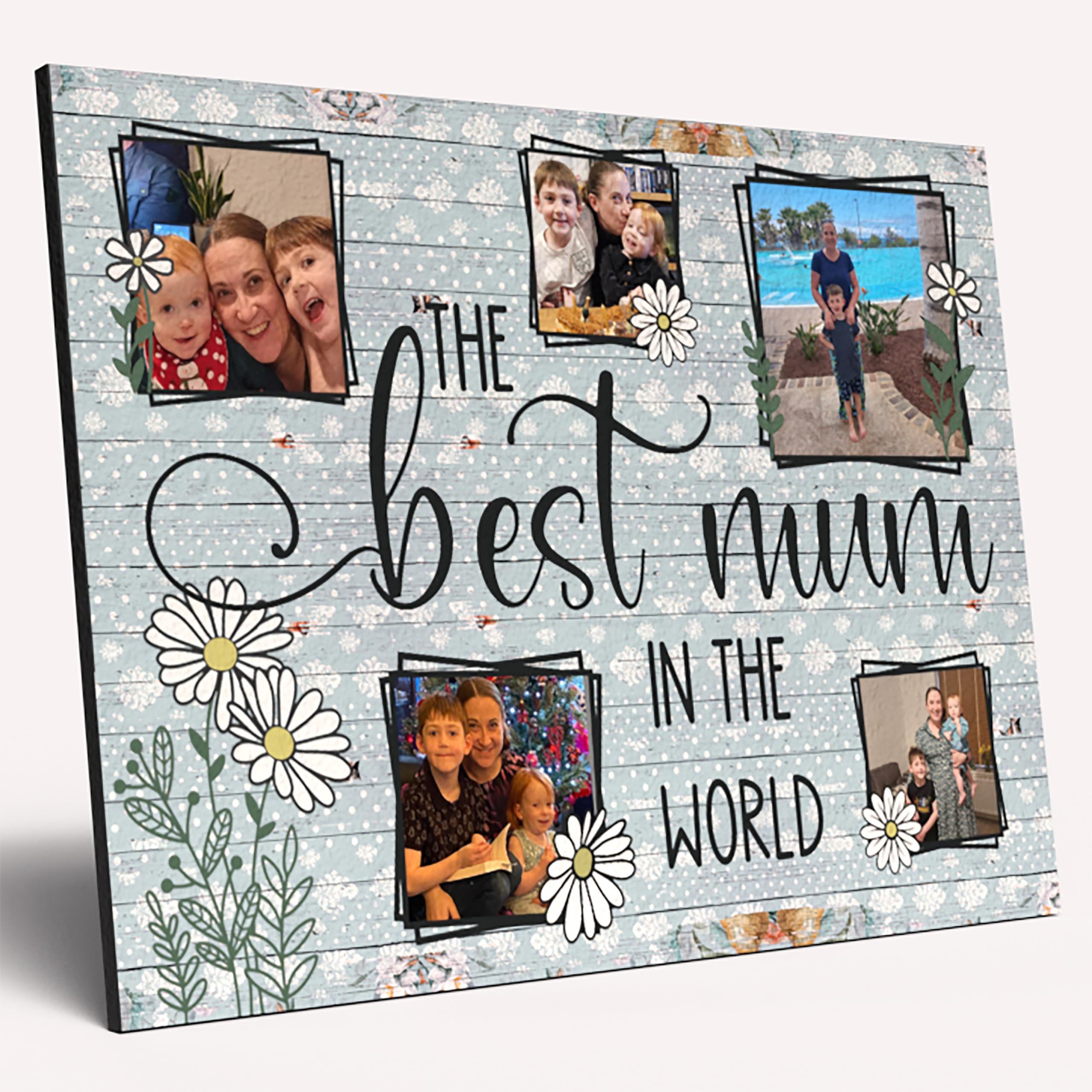The Plum Penguin Personalised Photo Wooden Large Wall Sign for Mum Forever Cherished Mother's Day Daisy Decorative Home Plaque