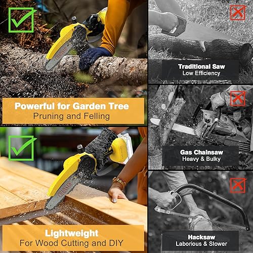 Miniatura 3 de Mini motosierra inalámbrica para Dewalt de 20 V MAX con batería (sin batería), motosierra eléctrica inalámbrica de 8 pulgadas con engrasador