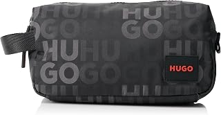 Hugo Men's Ethon 2.0 Multi Logo Washbag, Black, One Size