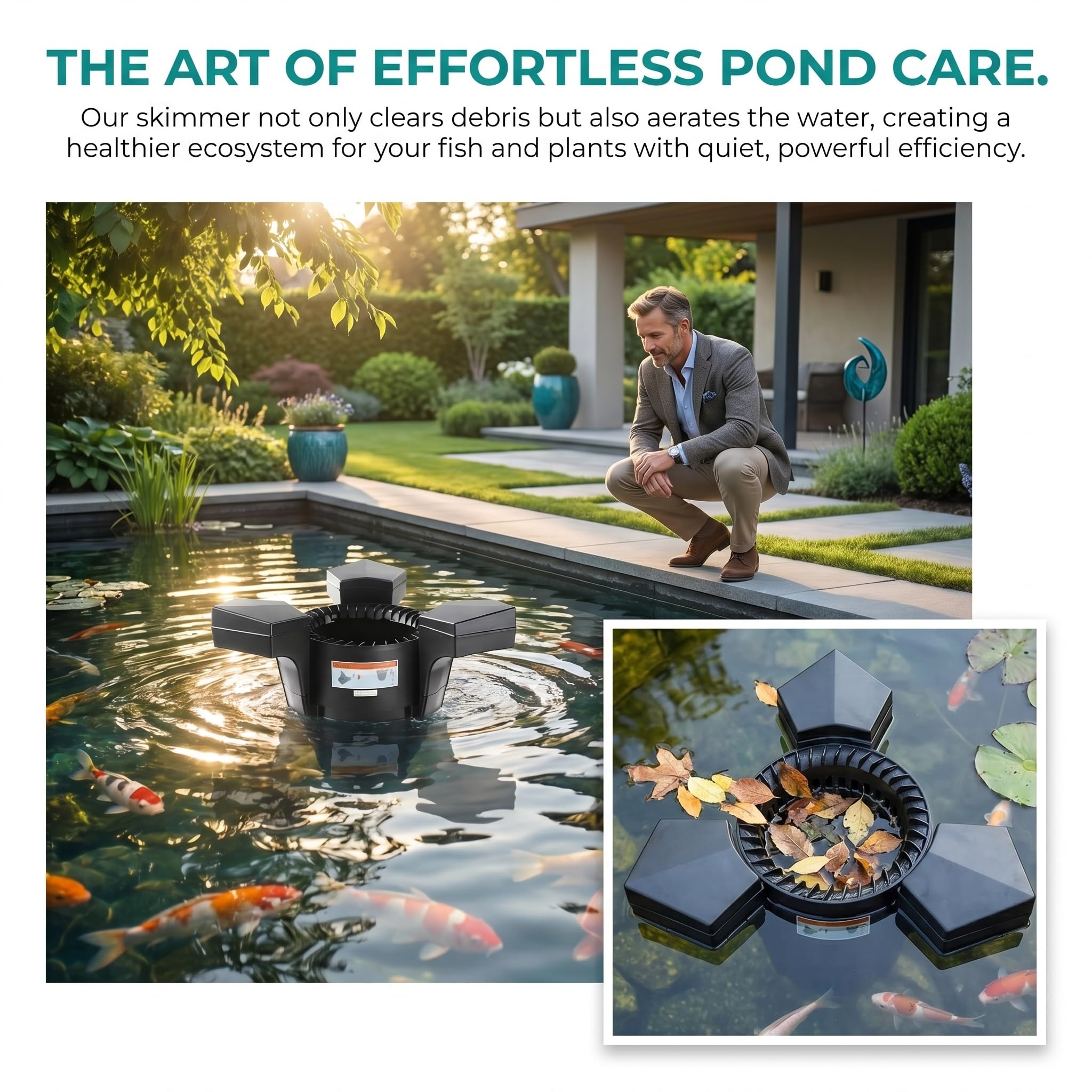 Potente Skimmer Flotante para Estanques con Bomba, Cable De 10 M, Aspiradora Eficiente para Estanques De Jardín, Limpiador Y Purificador De Plantas Acuáticas para Obtener Agua 75W