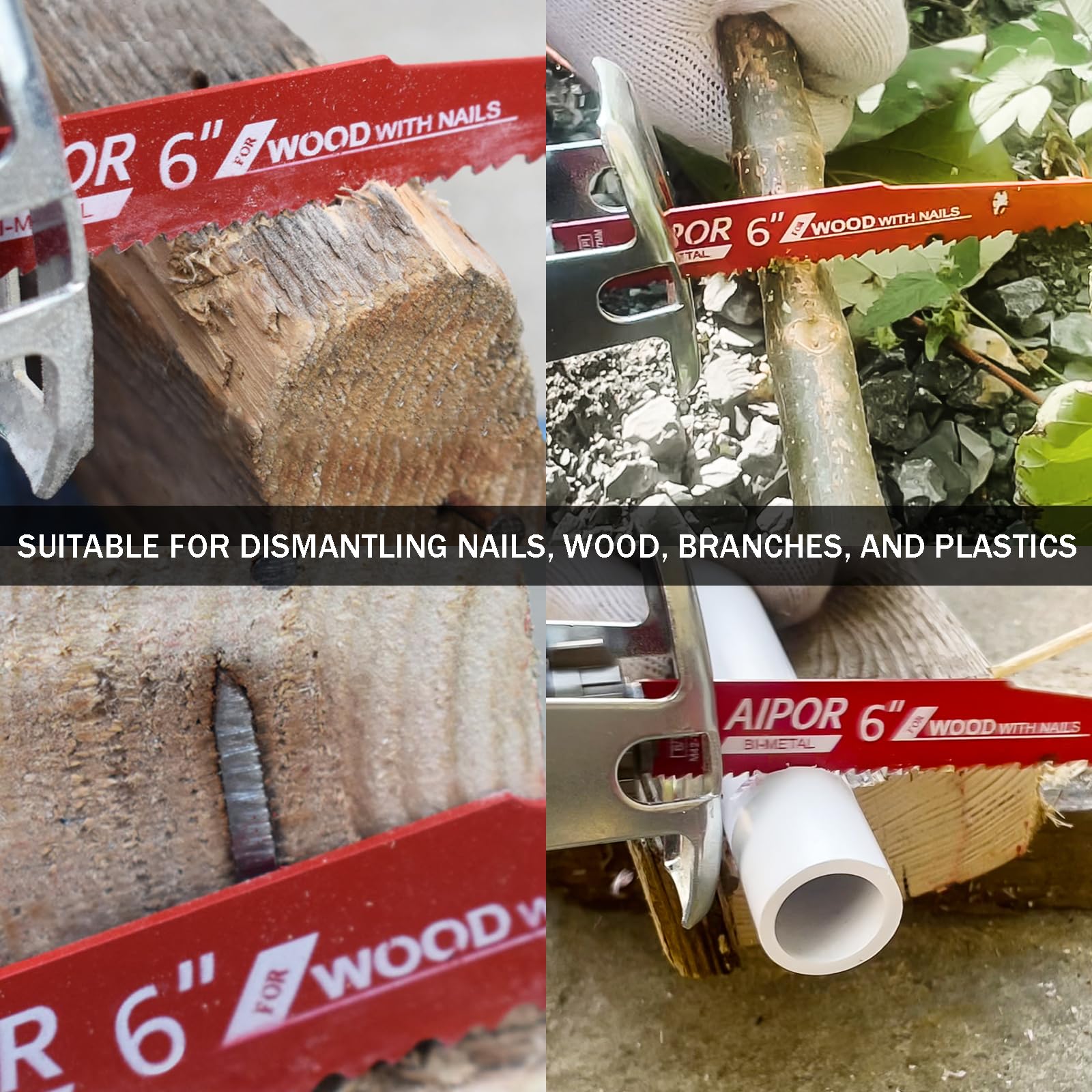 Paquete de 30 hojas de sierra alternante bimetálicas de 6 pulgadas 6/12 TPI, hoja de sierra recíproca Demo Demon para madera incrustada en clavos, palés de PVC, poda de jardín, poda de árboles,