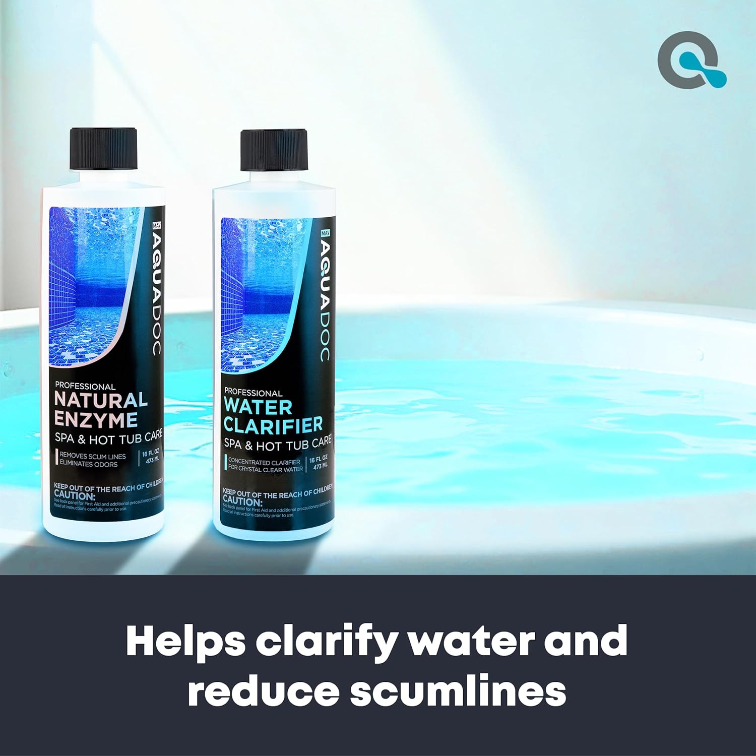 AquaDoc Spa Enzyme and Spa Clarifier Bundle - Includes 16oz Enzyme Cleaner and 16oz Hot Tub Water Clarifier - Hot Tub Chemicals Made in USA - Image 2