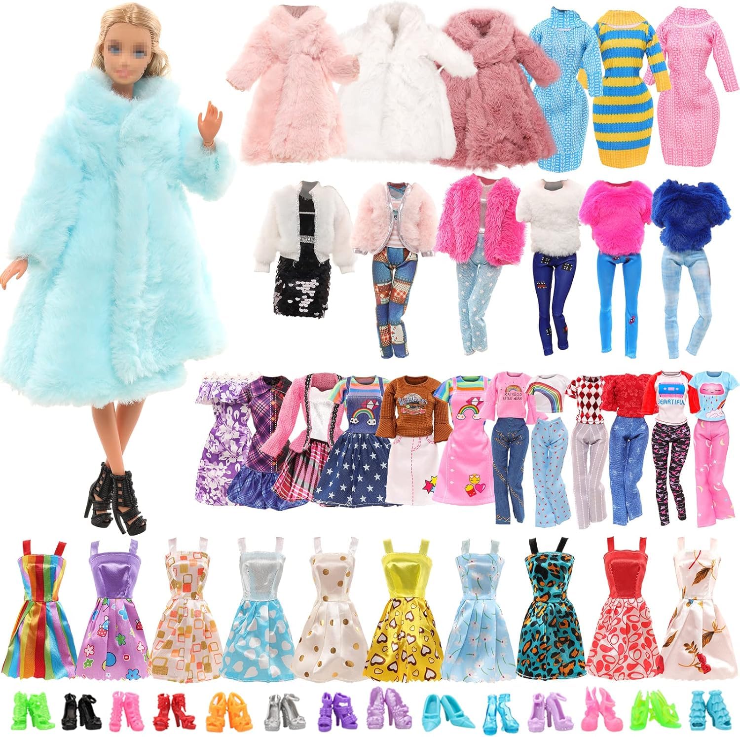 Miunana 15 Trajes De Ropa Chándales + 10 Piezas Zapatos Para 11.5 pulgadas 28 - 30 cm muñeca