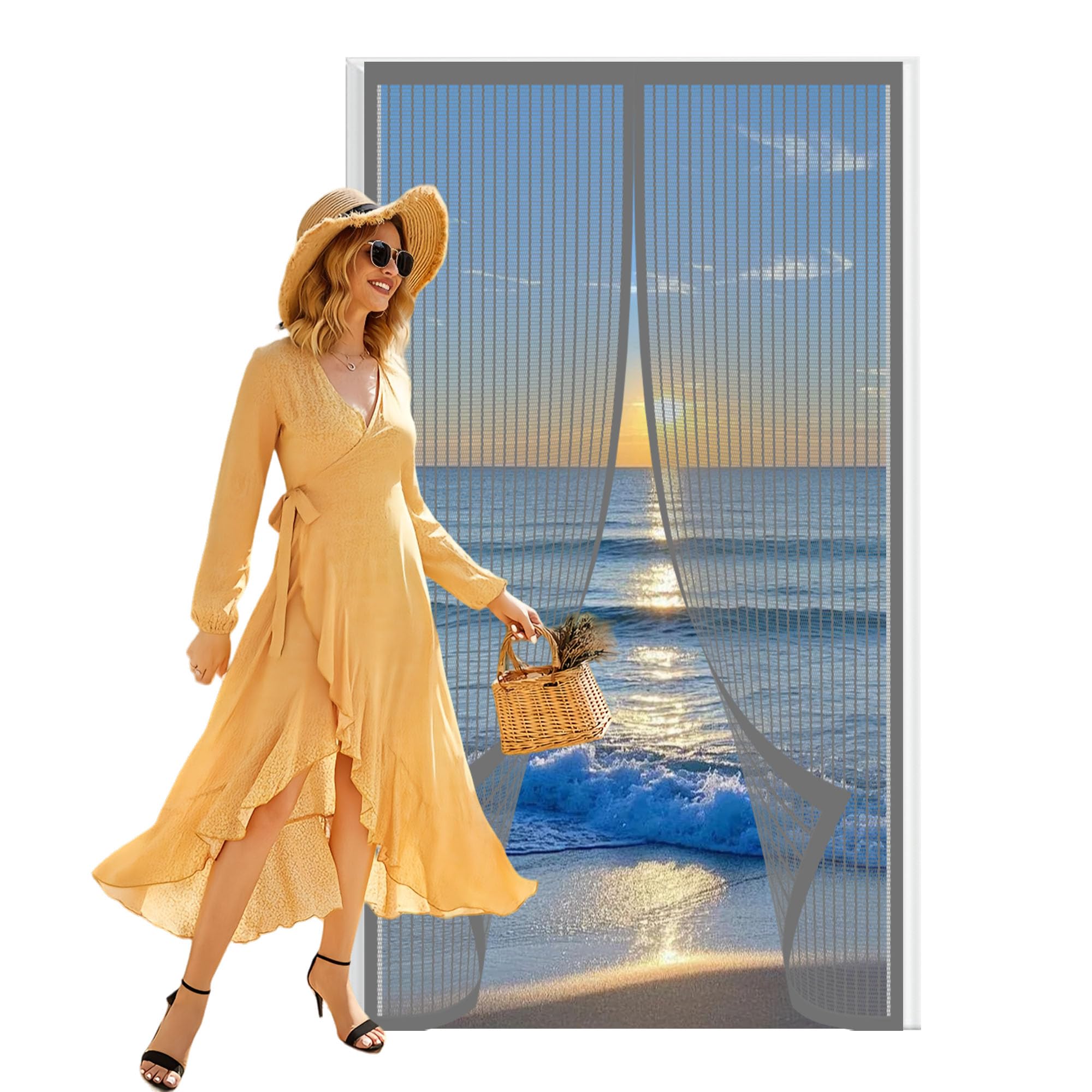 Zanzariera Magnetica per Porta Ingresso 137 x 237 cm Senza Foratura Tende Zanzariere con Calamita per Balconi e Porte, Nero