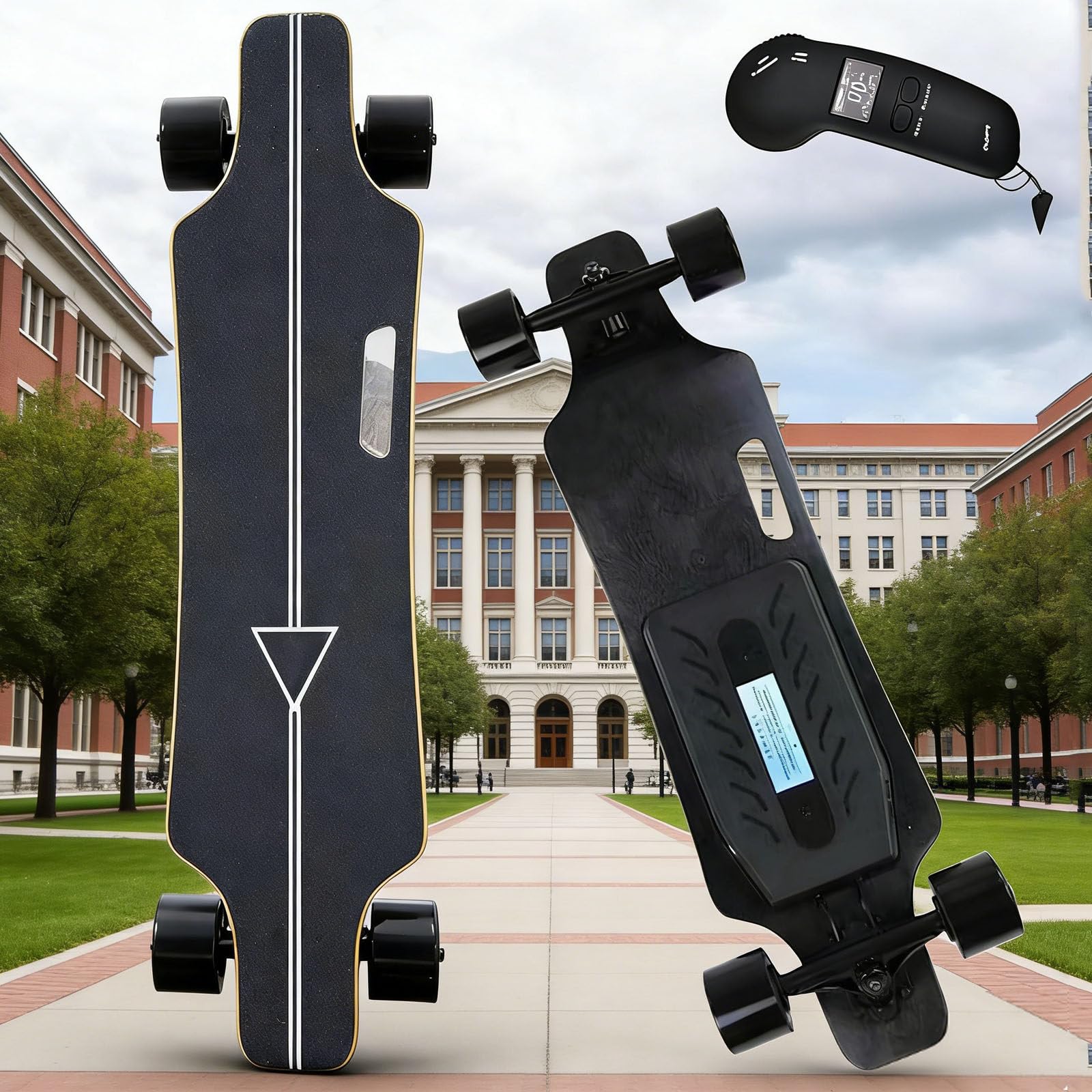 Elektro Skateboard Mit Fernbedienung, 350-W-Nabenmotor, 4 Geschwindigkeitsstufen Und 15 Km Reichweite, 90 Kg Tragkraft, Leichtes Longboard Für Anfänger Und Erwachsene