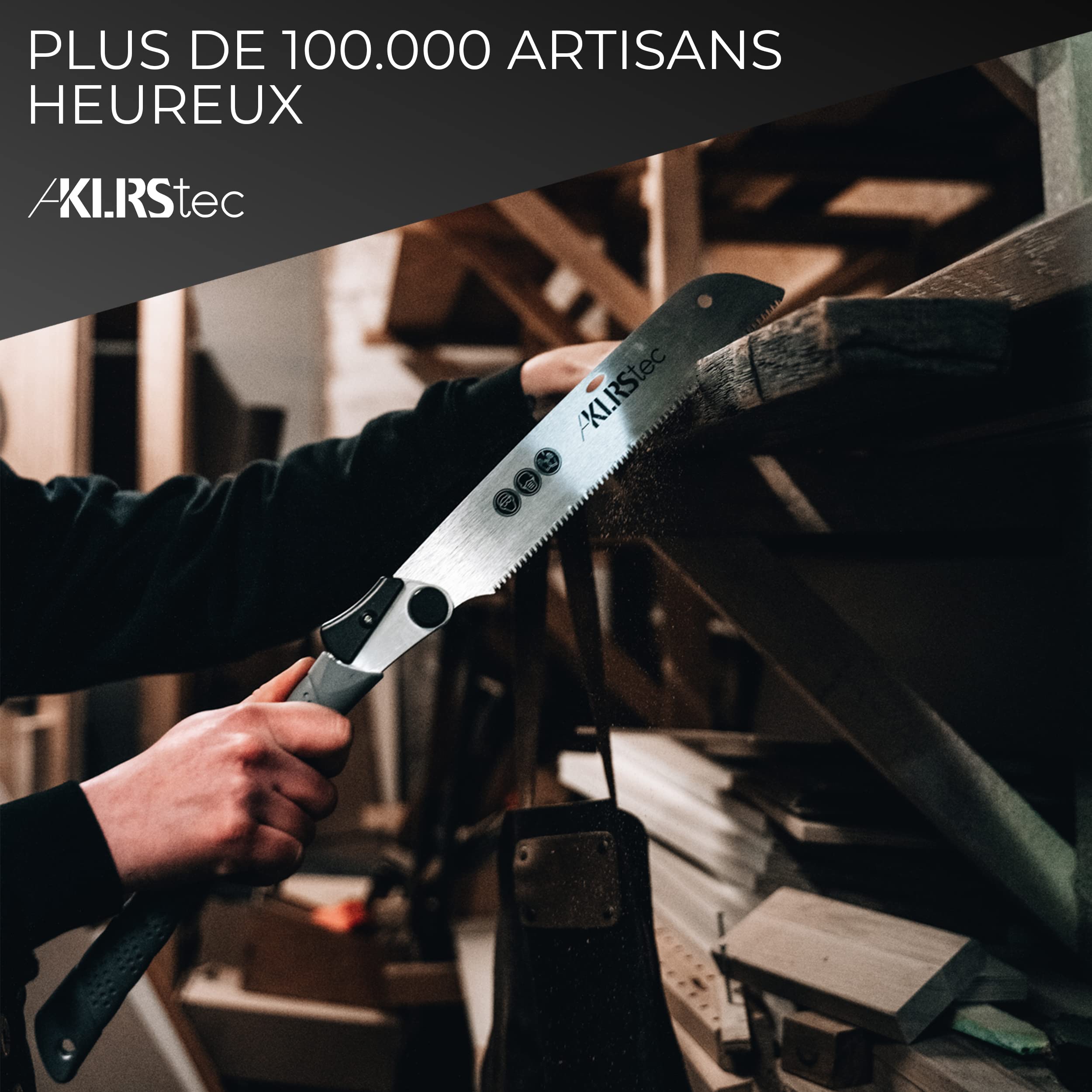 KLRStec Scie Japonaise Zen professionnelle - Scie à bois avec une lame de 240 mm [avec sac à pince] Scie pliante d'extérieur avec verrouillage de sécurité en acier au carbone trempé [SK5]