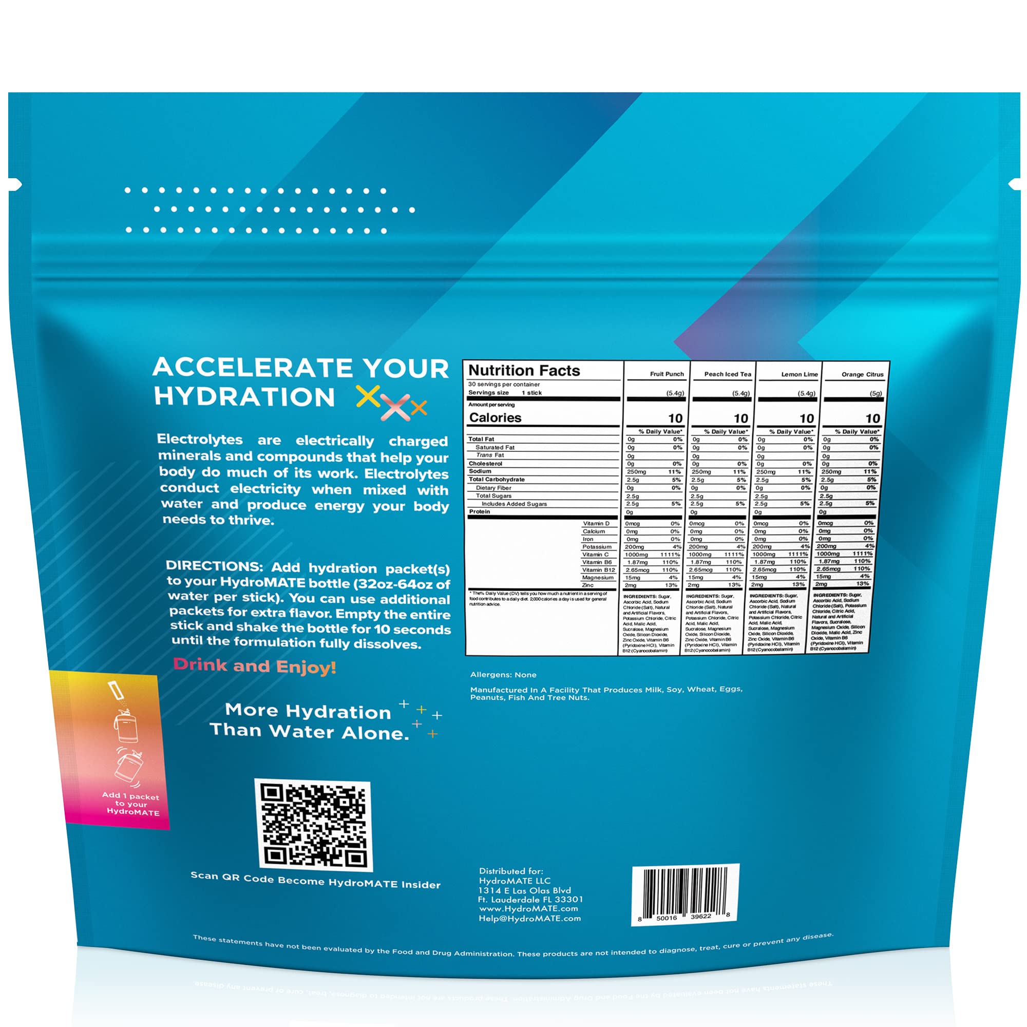 Buy HydroMATE Electrolytes Powder Drink Mix Packets Hydration