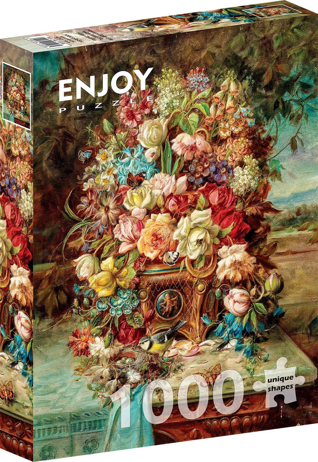 ENJOY-1518 Hans Zatzka Flower Still Life with Blue Tit