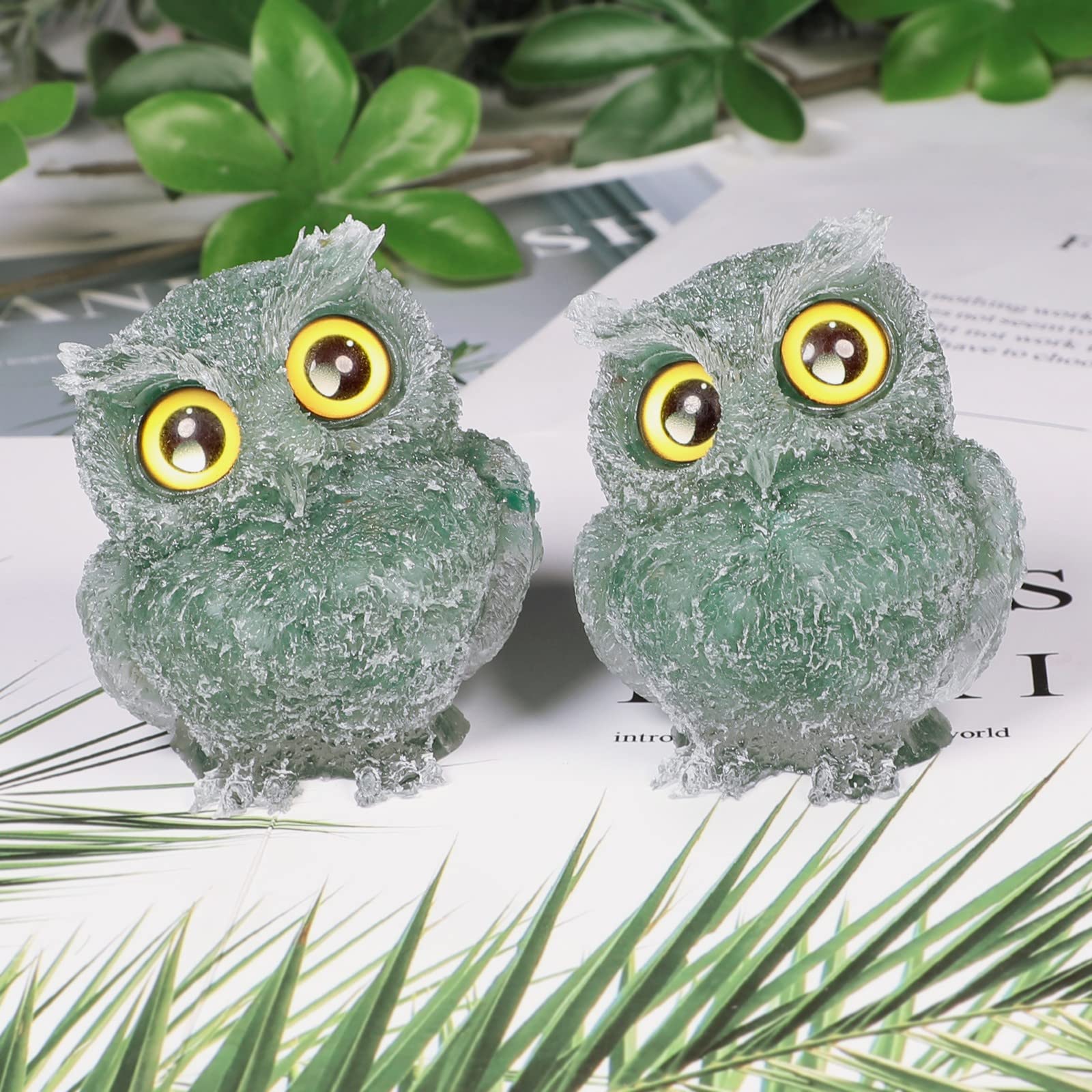 Amazon.co.jp: SUNYIK 彫刻 樹脂 フクロウ 鳥 クリスタル ポケット像