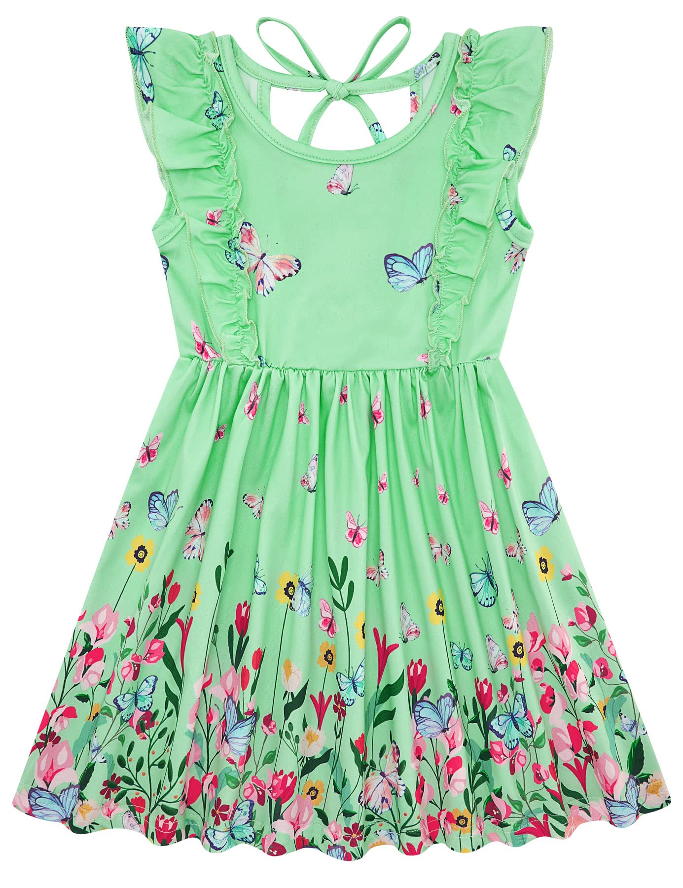 Goodstoworld Toddler Girl Dress for Kids Summer Beach Ruffle Tie Back Dresses for 2-8T