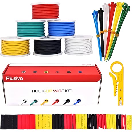 18 AWG Stranded Wire Kit by Plusivo – Top-Tier Electrical Jumper Wire...
