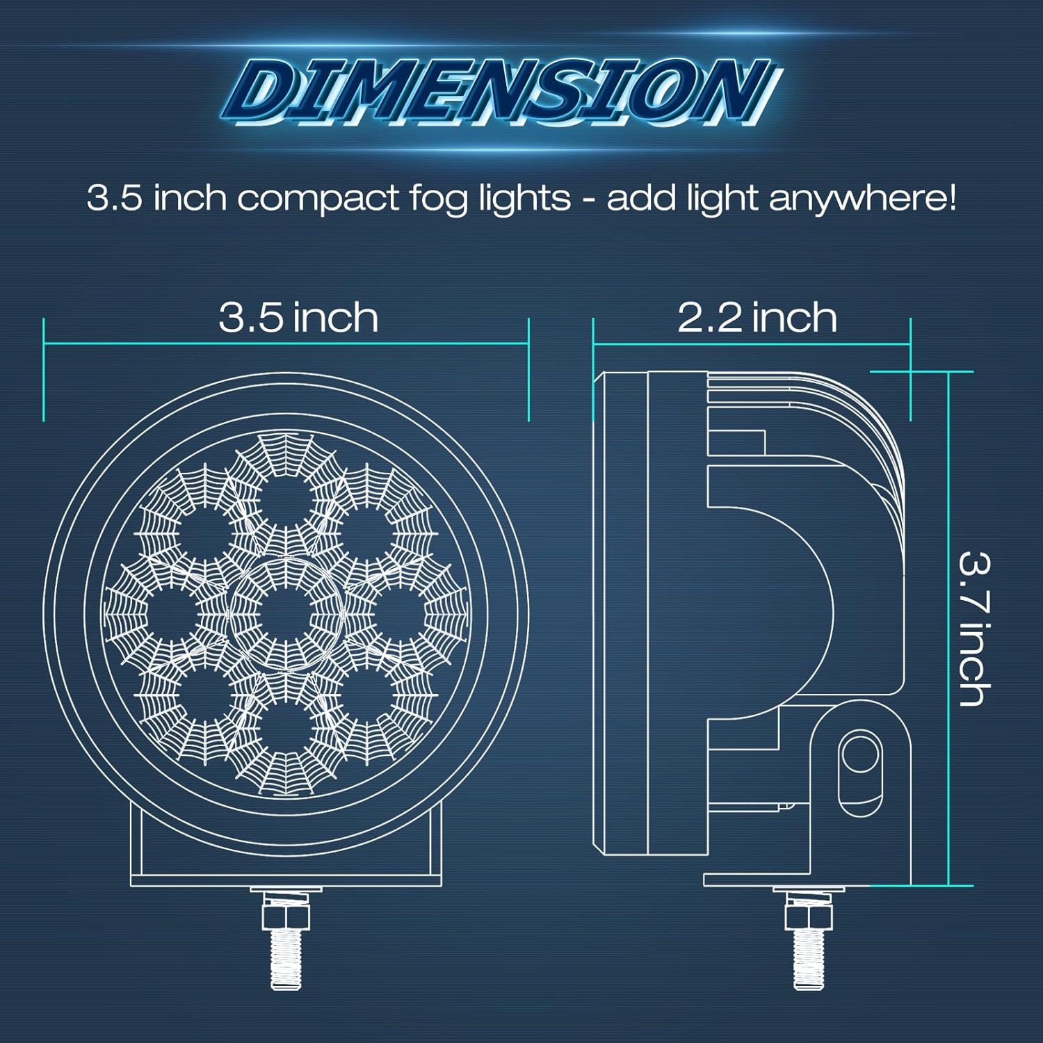 Round LED Pods Yellow, Niwaker 2PCS 54W 3 Inch Fog Lights Off Road Lighting Amber Driving Light Flood LED Light Pods Round Work Lights for Truck Pickup ATV UTV Motorcycle Tractor Boat