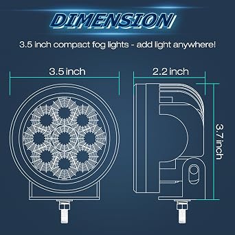 Round LED Pods Yellow, Niwaker 2PCS 54W 3 Inch Fog Lights Off Road Lighting Amber Driving Light Flood LED Light Pods Round Work Lights for Truck Pickup ATV UTV Motorcycle Tractor Boat