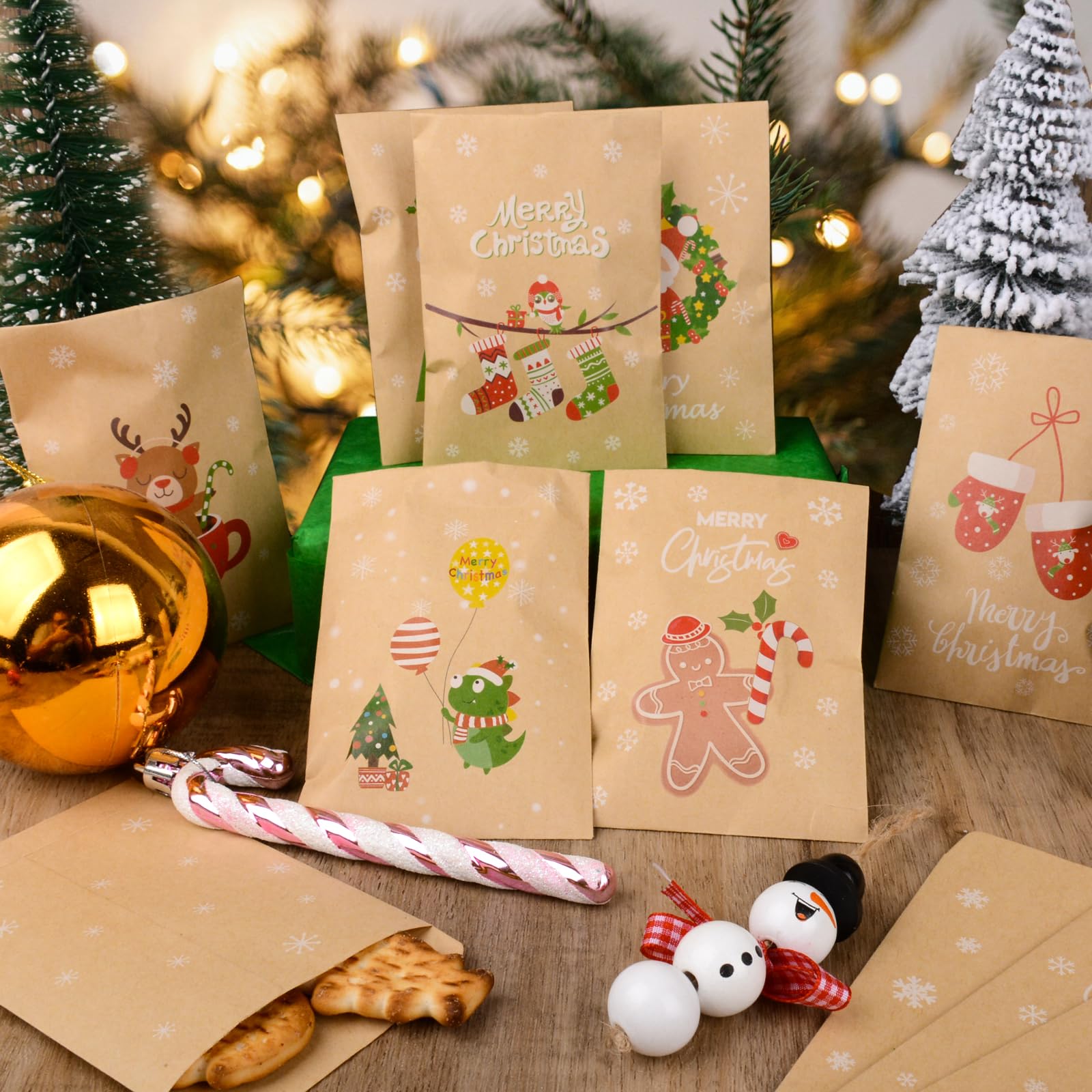24 Sacchetti Regalo Di Natale In Carta Kraft Di JOYIN Per Le