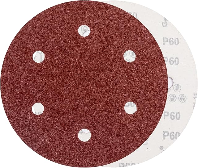 Bulnqyk 225mm Sanding Disc P60 Grit 6 Holes Hook and Loop Discs,10 Pcs Round Sandpaper Pads for Drywall Sander,Long Neck Sander