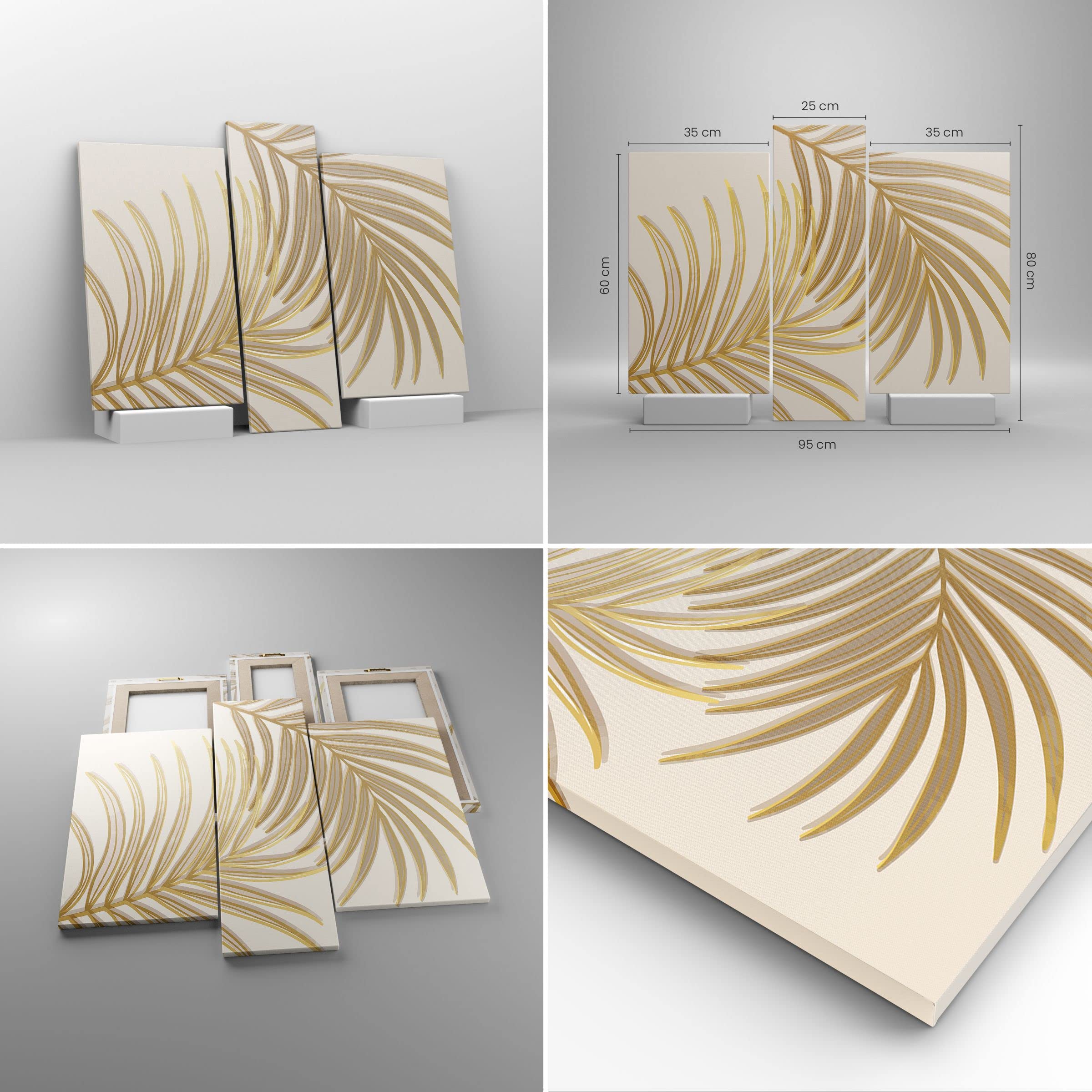 Cuadro sobre Lienzo 95x80cm Moderno Tríptico Botánica Naturaleza - 4738