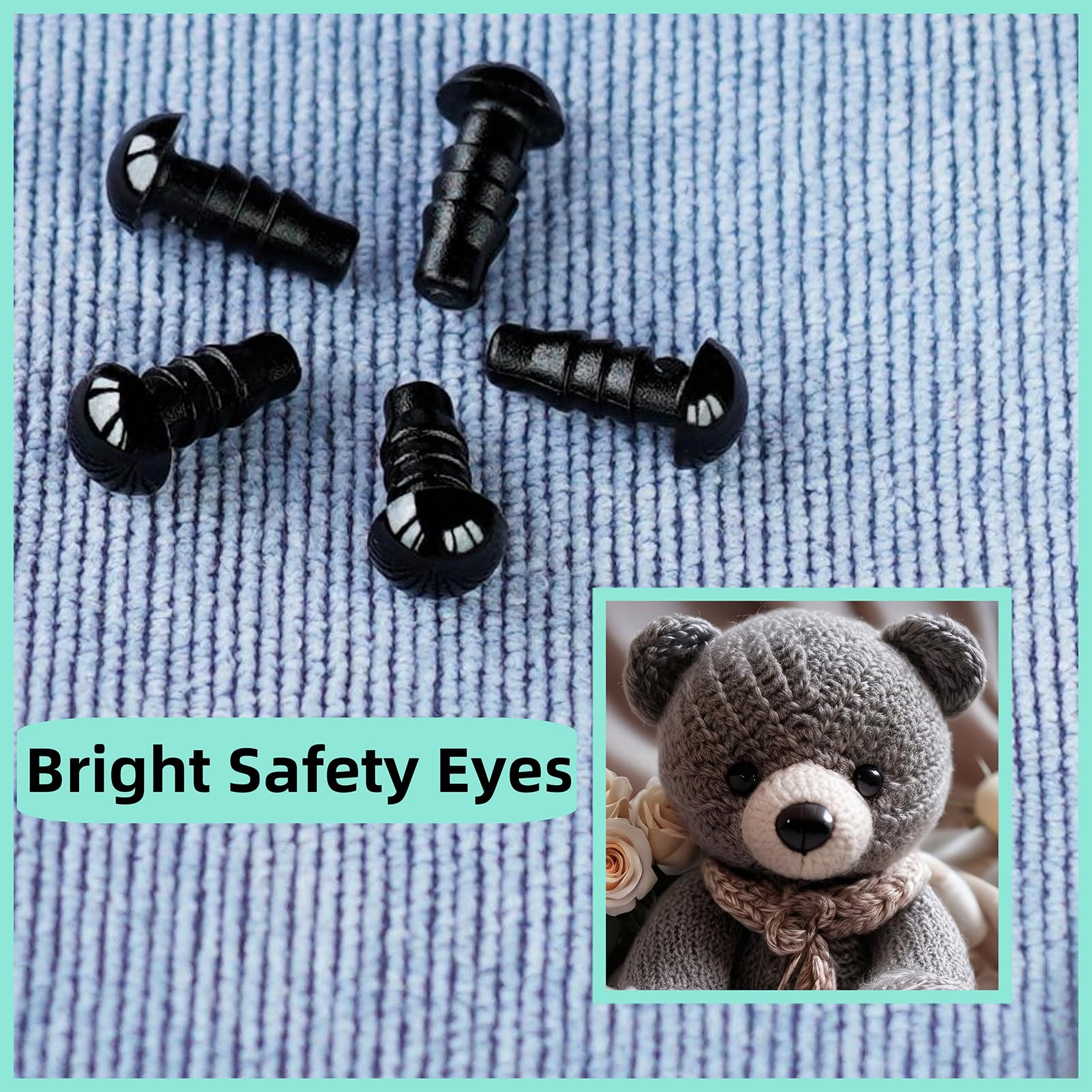 Ojos De Seguridad Para Amigurumi Y Muñecos (142 Piezas) - Tamaños 6 A 12 Mm, Con Arandelas, Ideales Para Manualidades Y Juguetes De Punto
