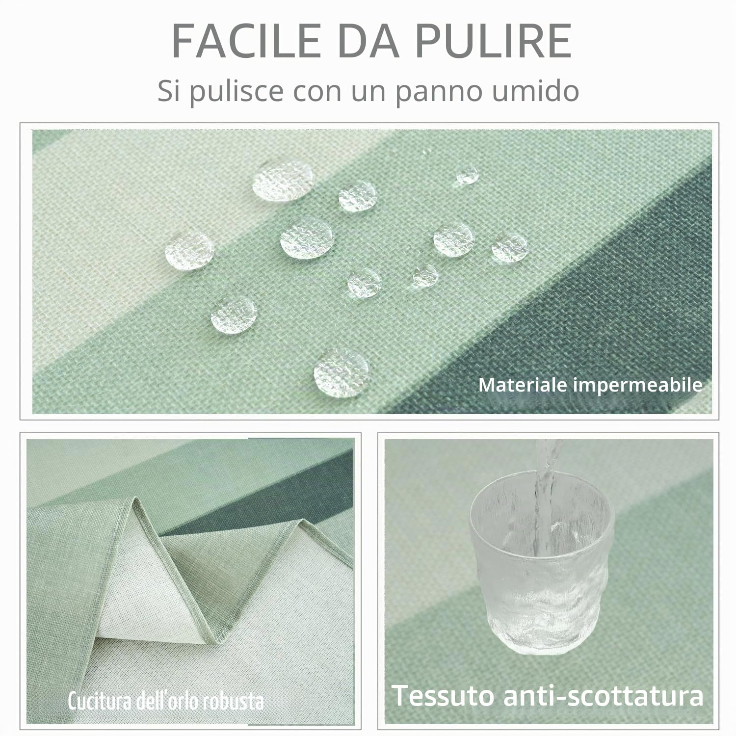 Tovaglia Righe Moderna 240x140 Tovaglia Rettangolare Verde Lino Vintage Tavolo da Giardino per Esterni Copritavolo da Cucina Resistente alle Intemperie per Primavera Autunno Compleanno