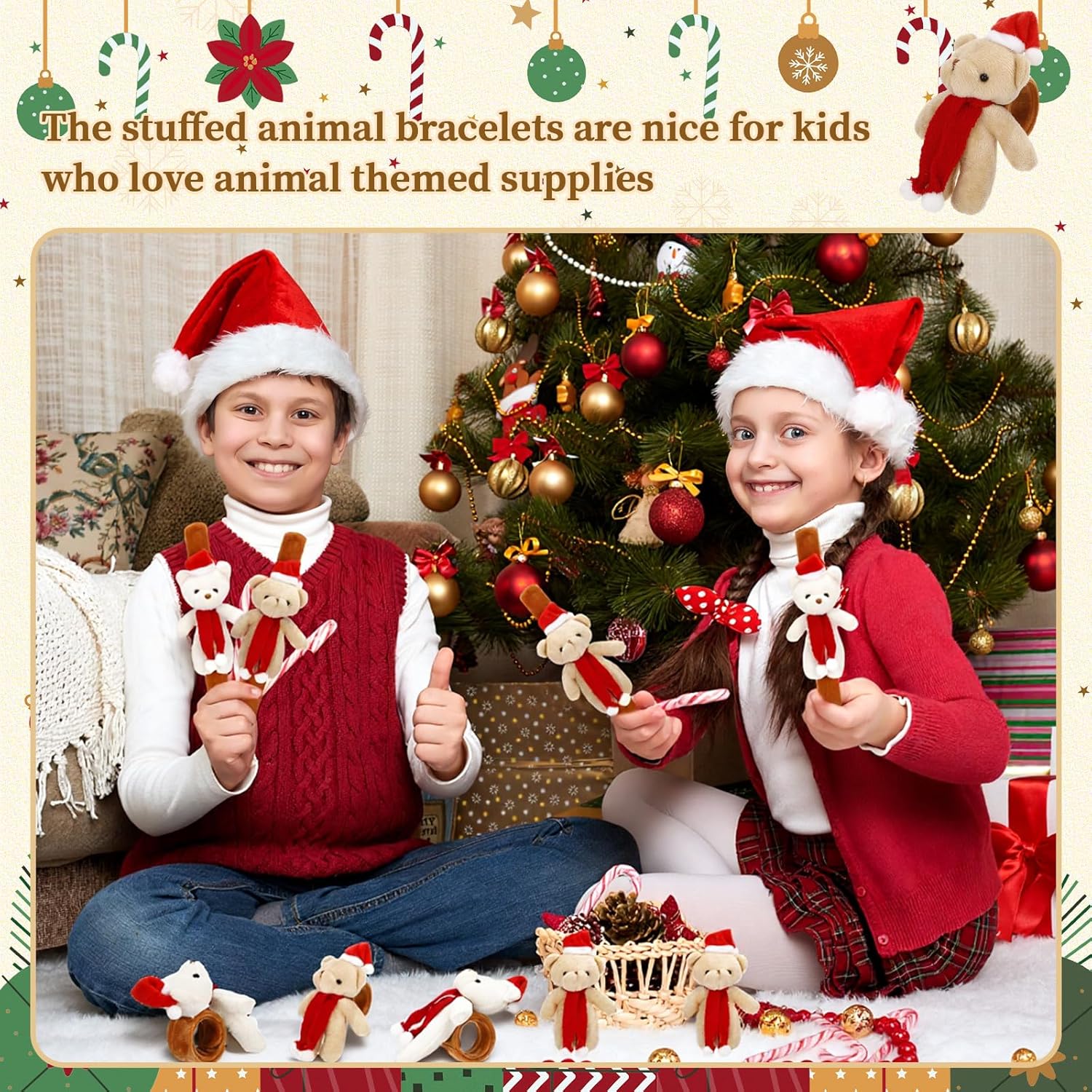 Soulchen 24 Pcs Animal Slap Bracelets Kids Christmas Gift Stuffed Animal Snap Bracelets Christmas Party Favors Decorations Stocking Stuffers Xmas Goodie Supplies Classroom Prizes - Image 5