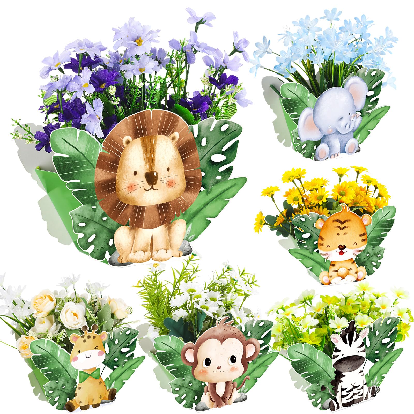 Geyoga 24 Pcs Safari Baby Shower Decorations Jungle Theme Birthday Decorations Jungle Baby Shower Decor Wild Animals Centerpieces Birthday Party Supplies