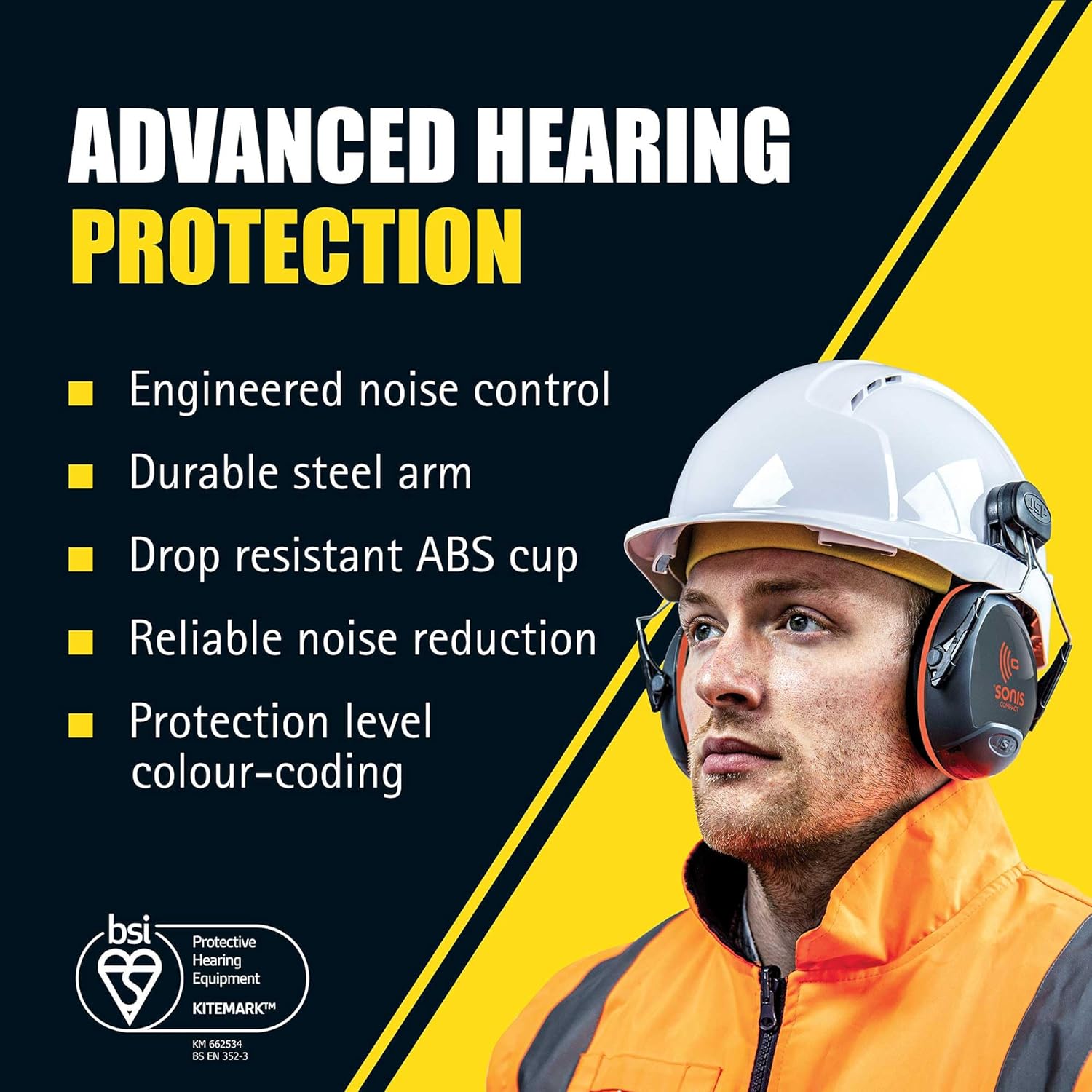 JSP Sonis Compact Helmet Mounted Ear Defenders - SNR 31 - (AEB030-0CY-000)