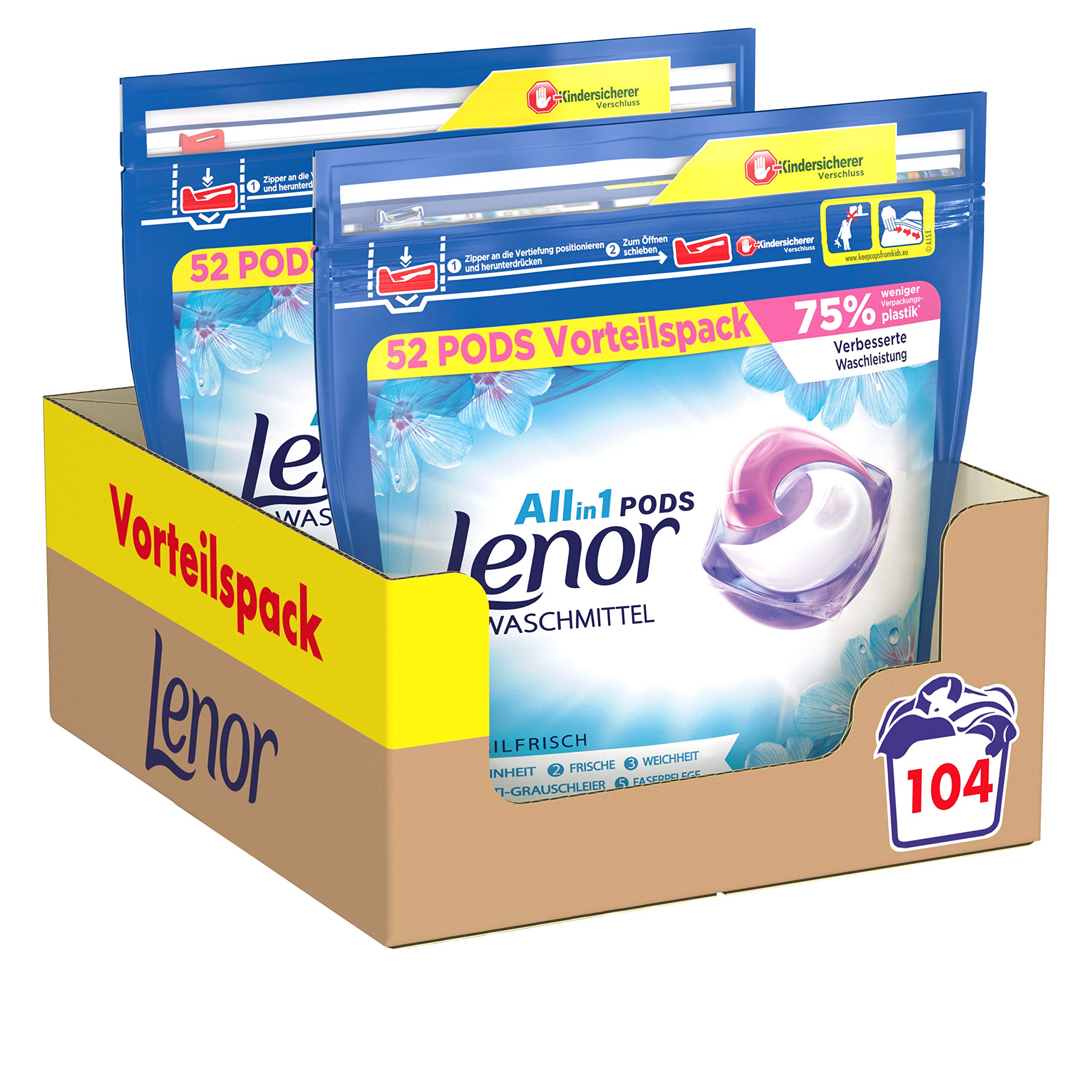 Lenor Waschmittel Pods All-in-1, 104 Waschladungen, Lenor Aprilfrisch mit  Duft von Frühlingsblumen : Amazon.de: Drogerie & Körperpflege