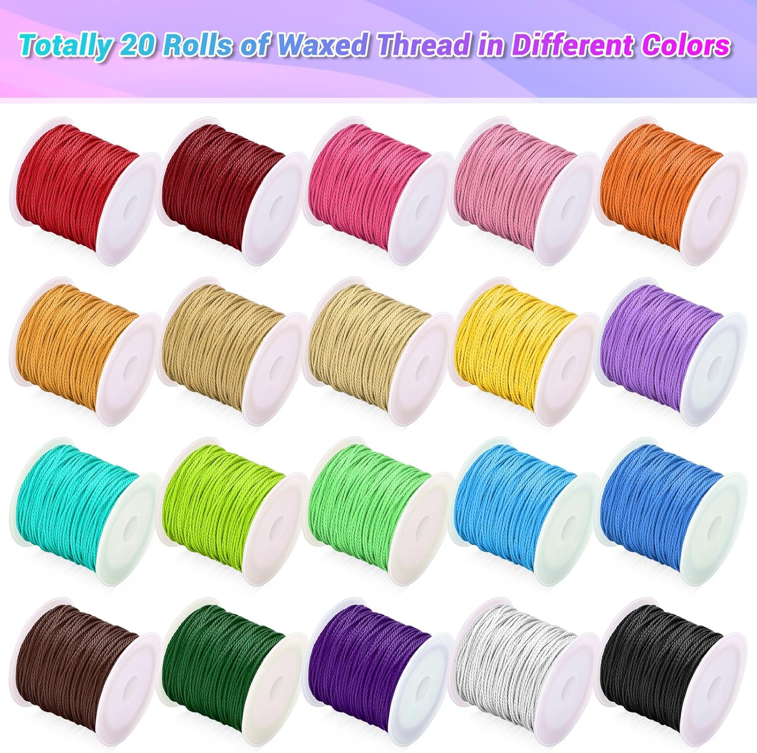 Cridoz 20 Rolls Wax String for Bracelet Making, Waxed Thread Bracelet Cord, Waxed Polyester Cord Bracelet Rope for DIY Bracelets, Necklace and Macrame - Image 2