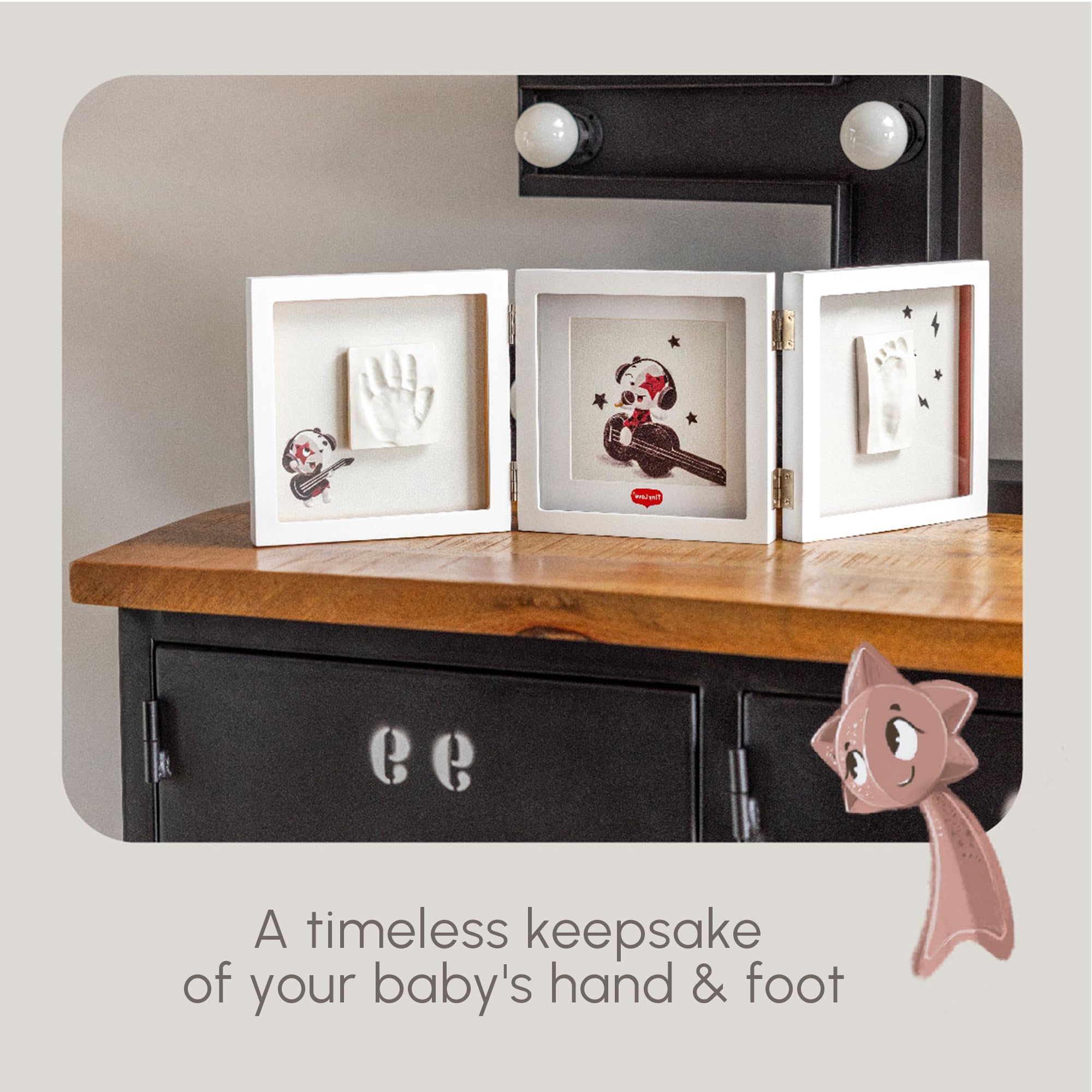 Tiny Love Double Photo Frame, Baby Hand and Footprint Kit, Baby Photo Frame Clay Kit, Newborn Hand & Feet Print Keepsake - Image 2