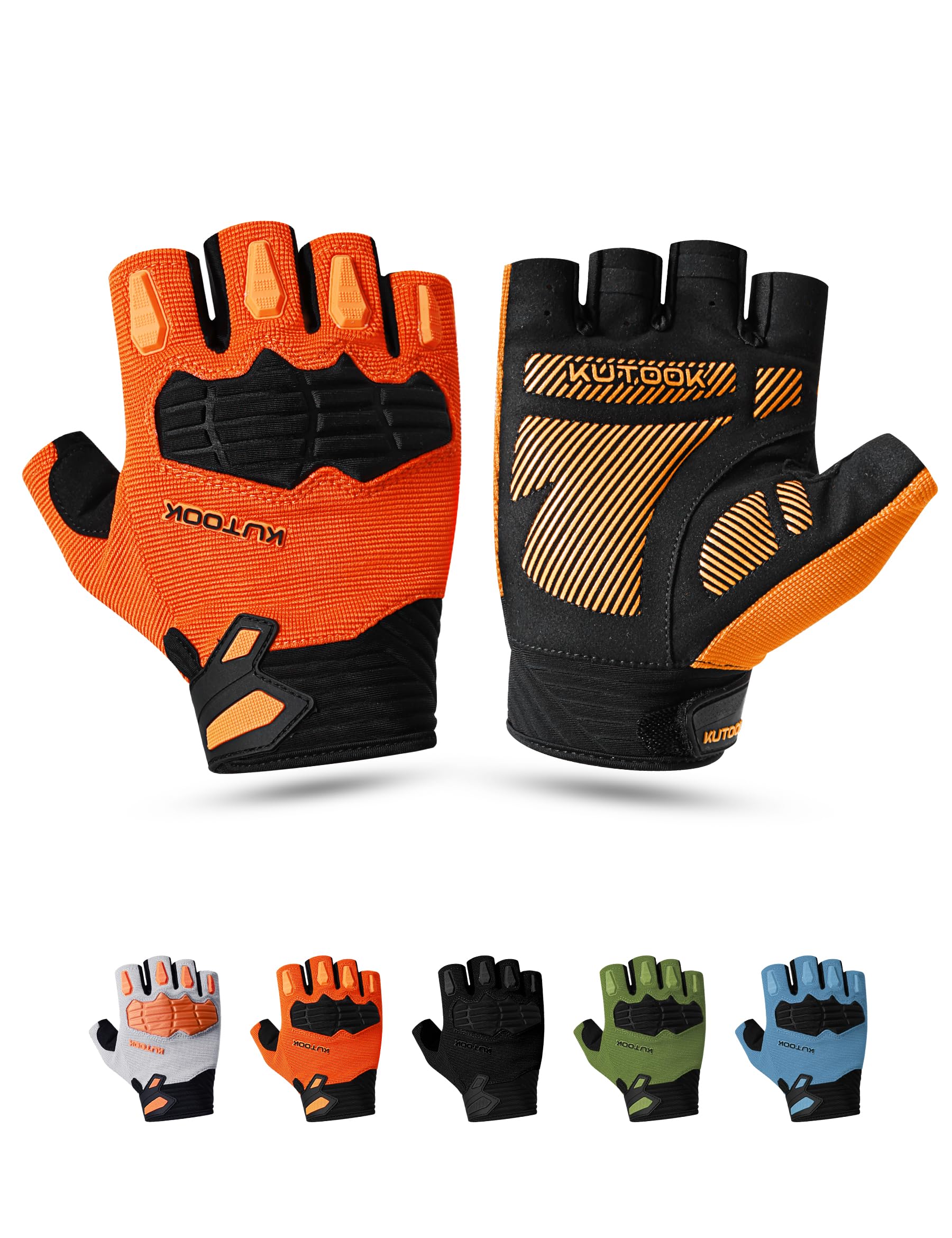 KUTOOK MTB Guantes de Ciclismo de Montaña Hombres Mujeres Verano con 5mm Palma Pad TPR SCR Protect Touch-Screen Transpirable KT202