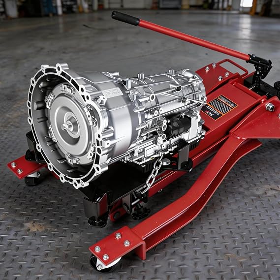 2000 lb Adjustable Hydraulic Transmission Jack Low Profile Telescoping Floor Lift with 360 Swivel Casters, Heavy-Duty Steel Construction