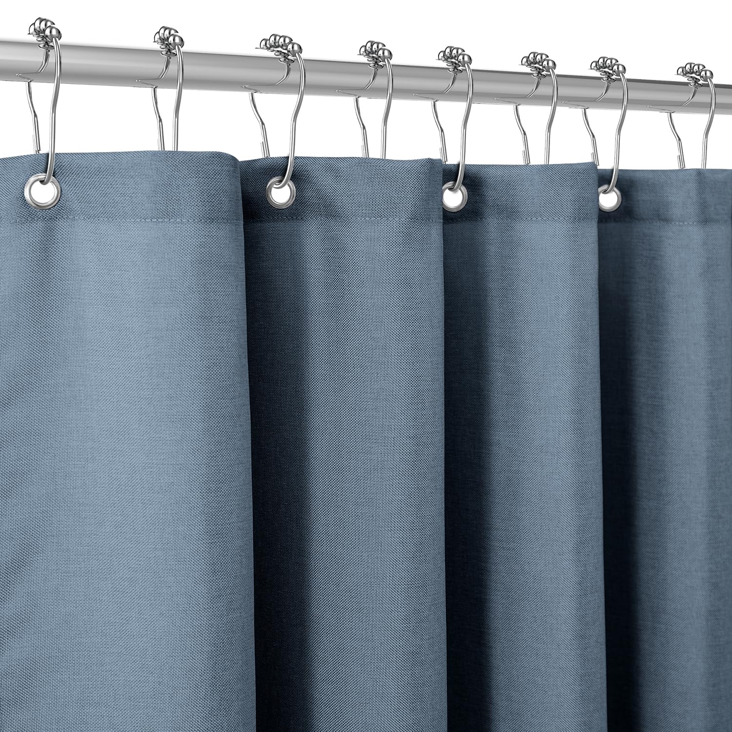 Shower Curtain for Bathroom with Metal Hooks Linen Fabric Shower Curtain Heavy Duty Bath Curtain for Wet Room Bathtub Shower Stall Hotel Quality