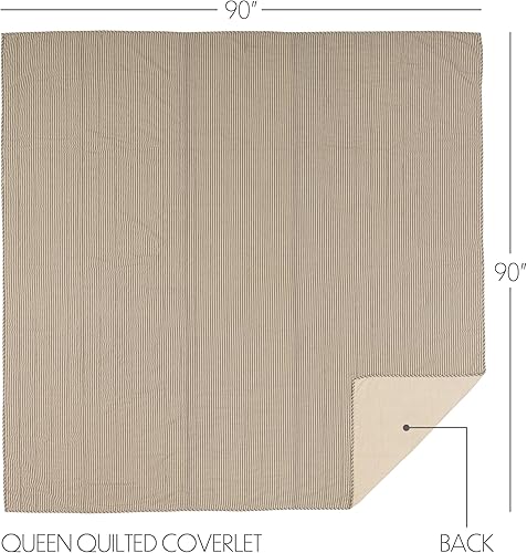 Miniatura 3 de VHC Brands Sawyer Mill Ticking Stripe Quilt, Queen 90x90, gris carbón