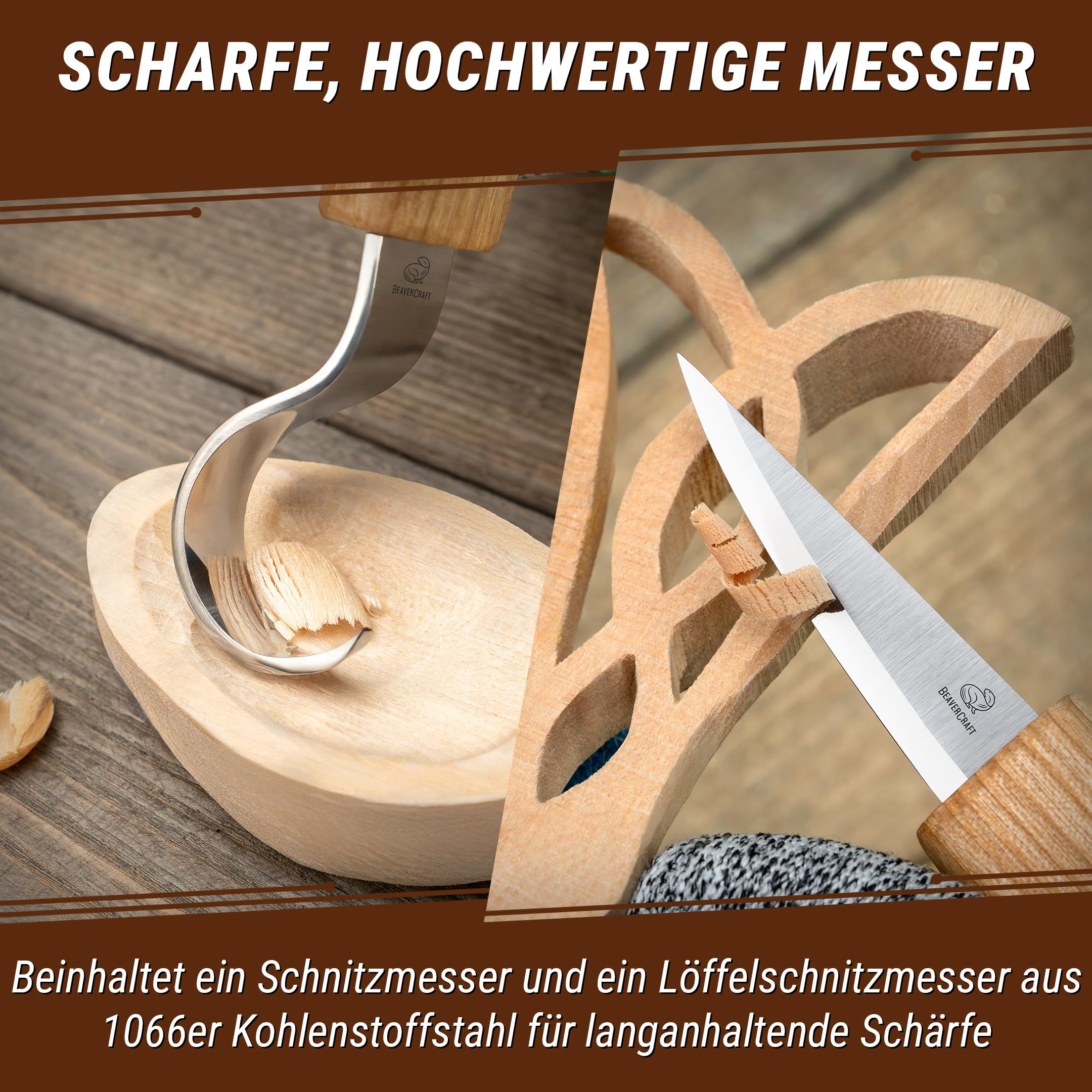BeaverCraft - Löffelschnitzset für Anfänger DIY04 - Holzschnitzerei Schnitzel Hobby Kit für Erwachsene und Jugendliche