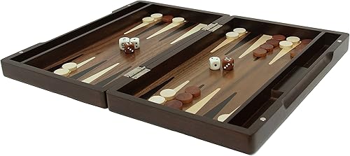 Juego de Backgammon - Estuche de madera de nogal de 12 pulgadas - Juego de estrategia para 2 jugadores - A partir de 12 años