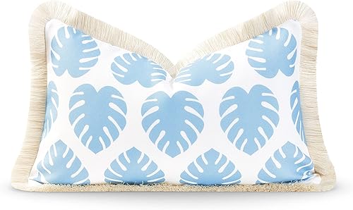 Miniatura 3 de Hofdeco Premium Coastal Hampton Style - Fundas de almohada para patio interior y exterior, repelente al agua para patio trasero, sofá, color azul