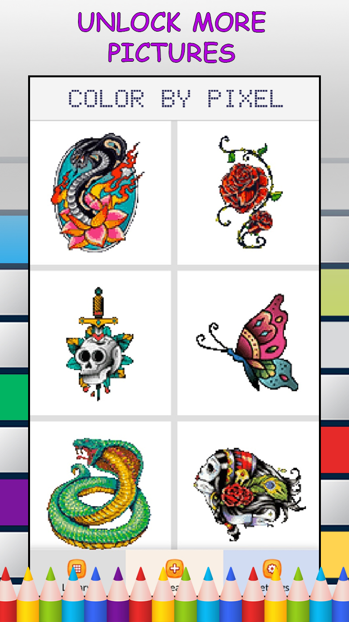 Tattoo Designs Color by Number - Pixel Art Game - App on Amazon Appstore