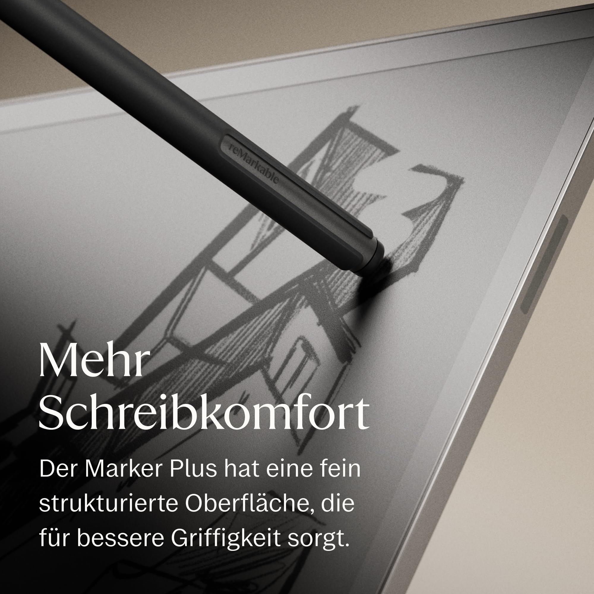 reMarkable Marker Plus für Paper Pro, Pro Move und Paper Pure | Reaktionsschneller und präziser Stift mit integriertem Radiergummi, inklusive 6 Ersatz-Marker-Spitzen – Schwarz