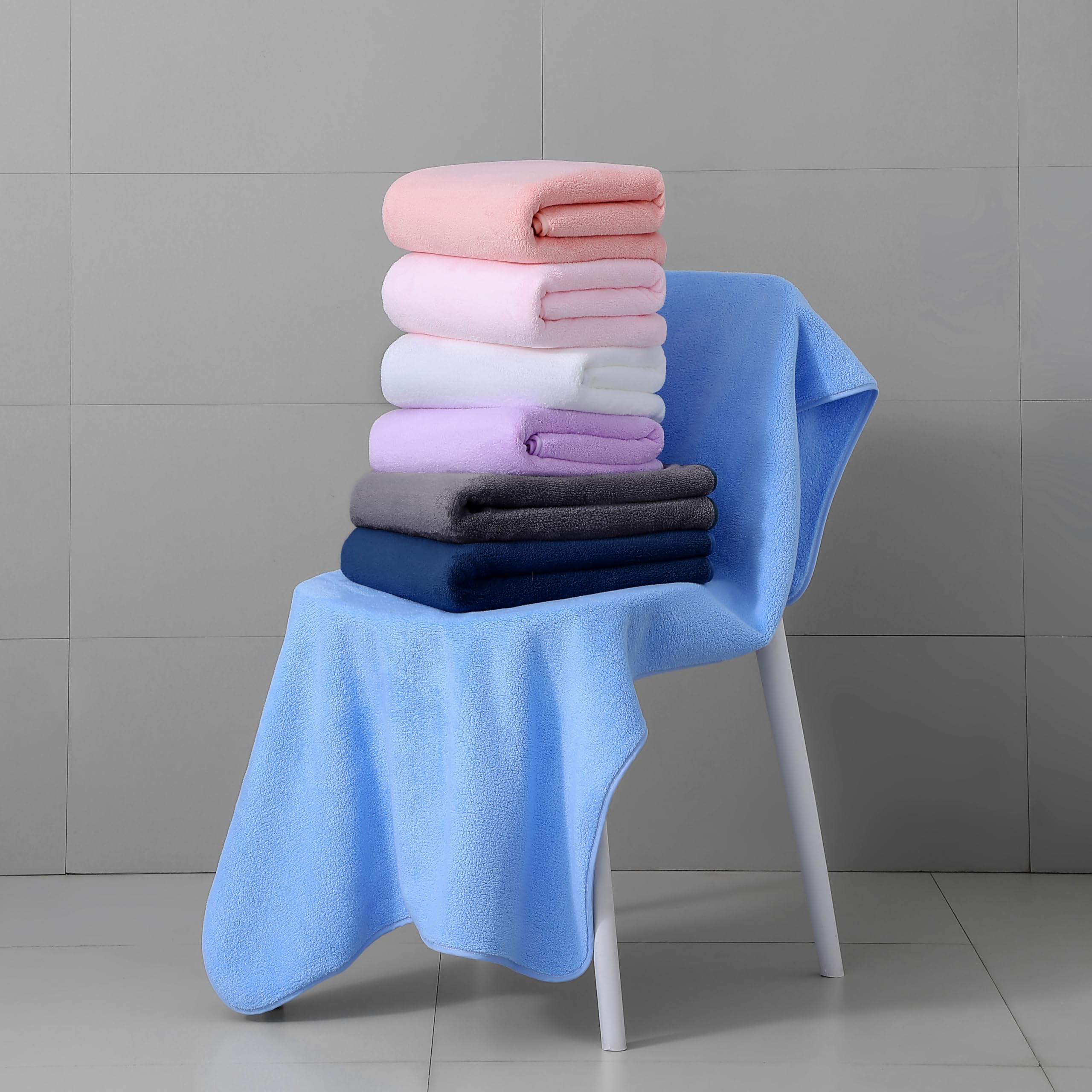 Aibaser Toalla de baño (microfibra, rosa, 71 x 142 cm)