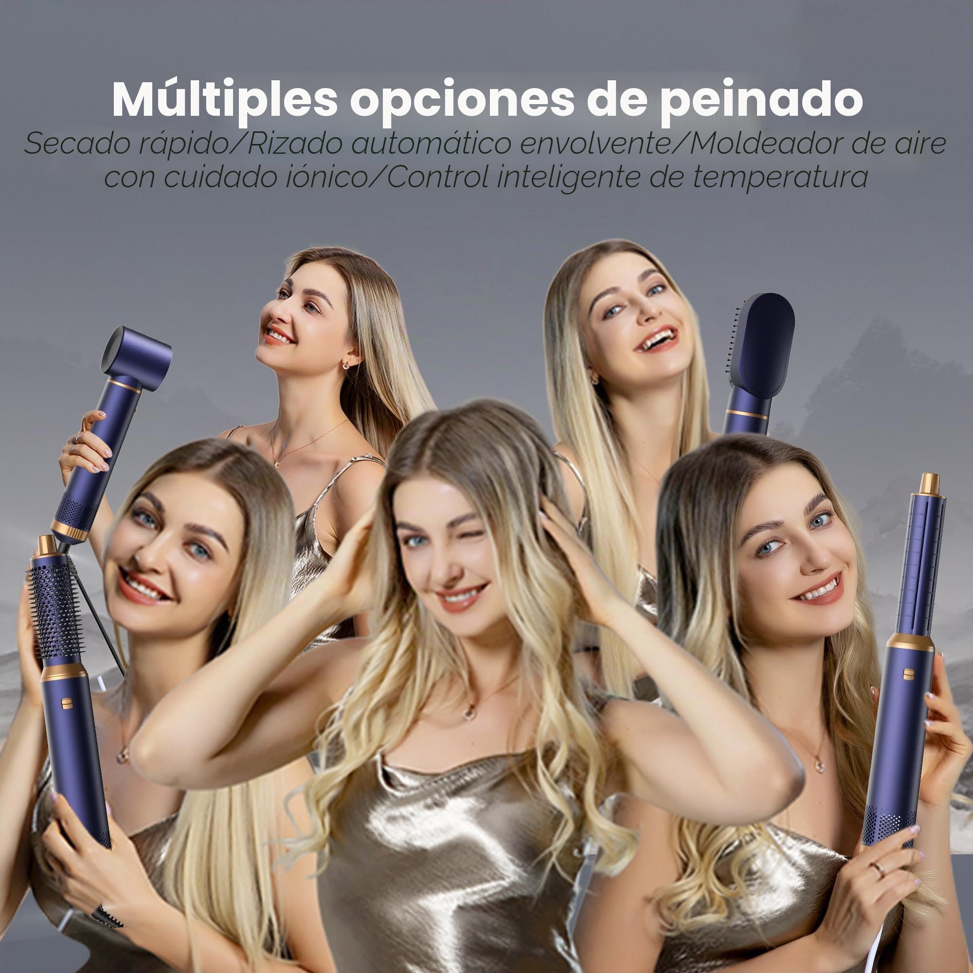 Air styler pro Secador 5 en 1 Secador Moldeador de Pelo 5 Cabezales Intercambiables 3 Temperaturas moldeador pelo Cepillo Secador Pelo juego de Brochas para Secar el Cabello